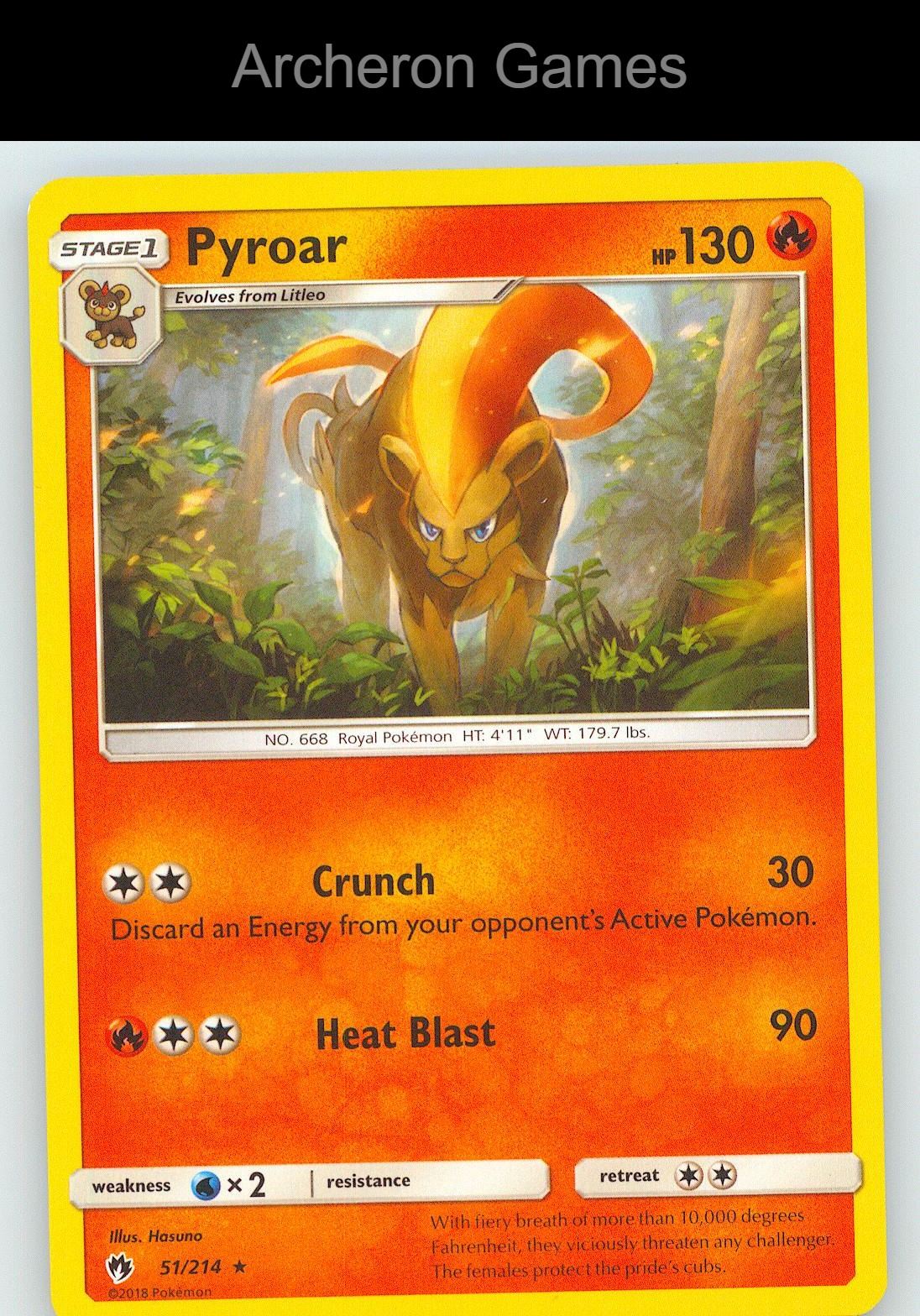 Pokemon Card Pyroar LOT 51/214 R Lost Thunder