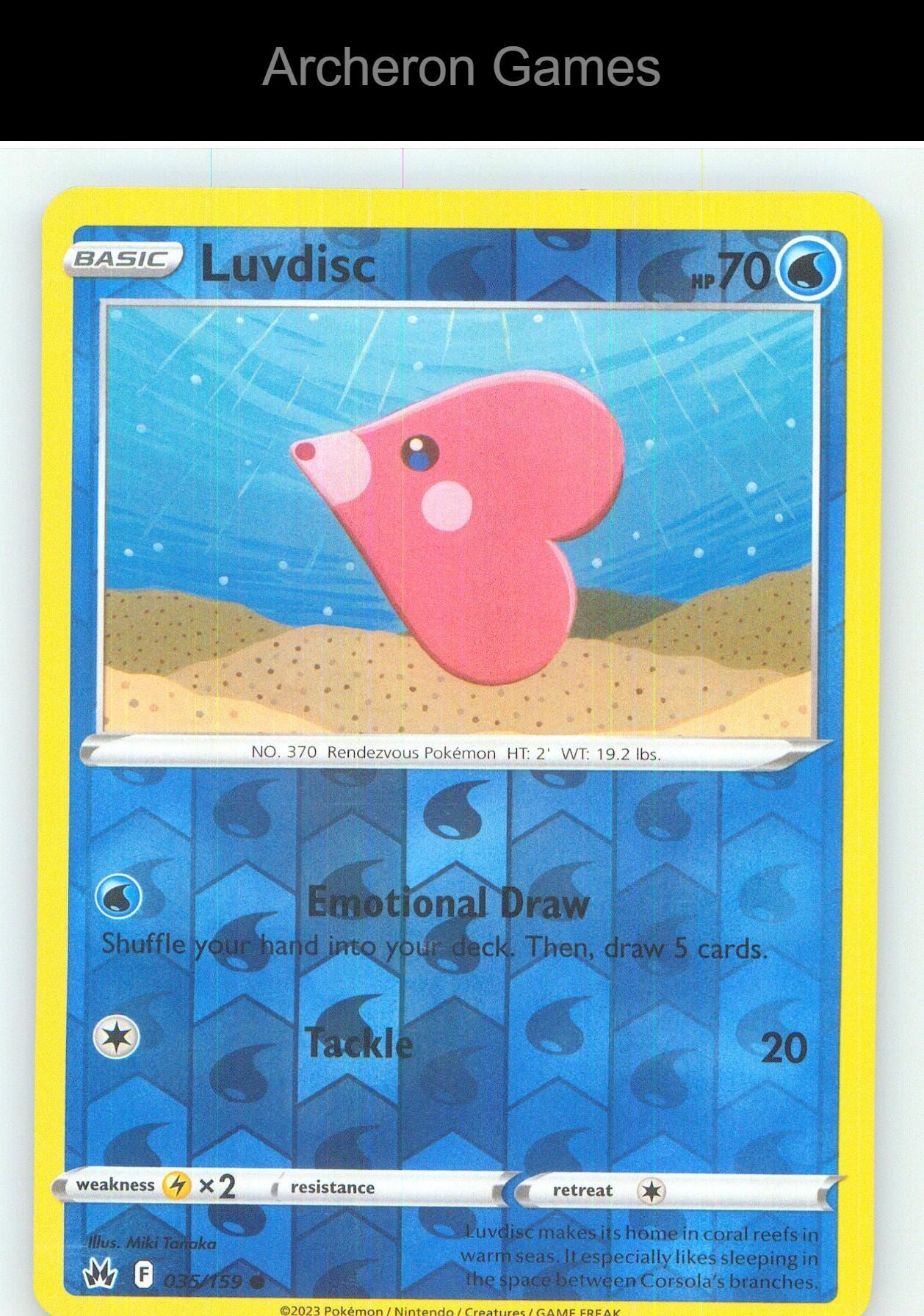 Pokemon Card Luvdisc CRZ 035/159 C Crown Zenith Reverse Holo