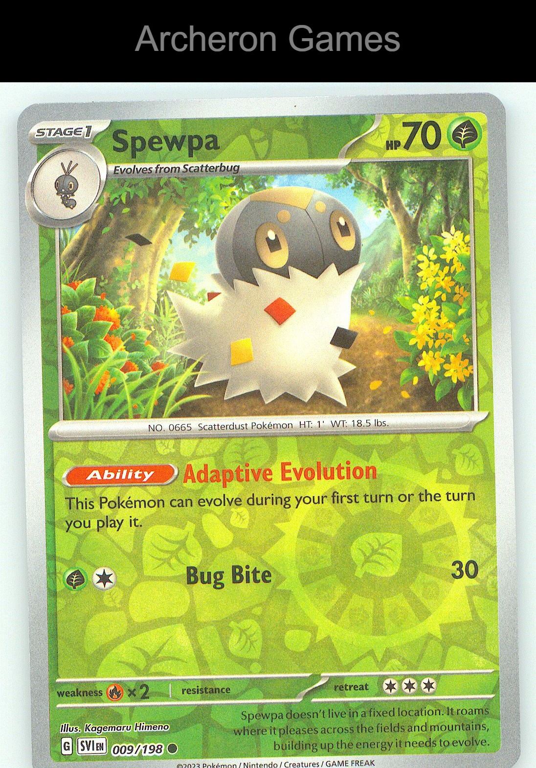 Pokemon Card Spewpa SVI 009/198 C Scarlet & Violet Reverse Holo
