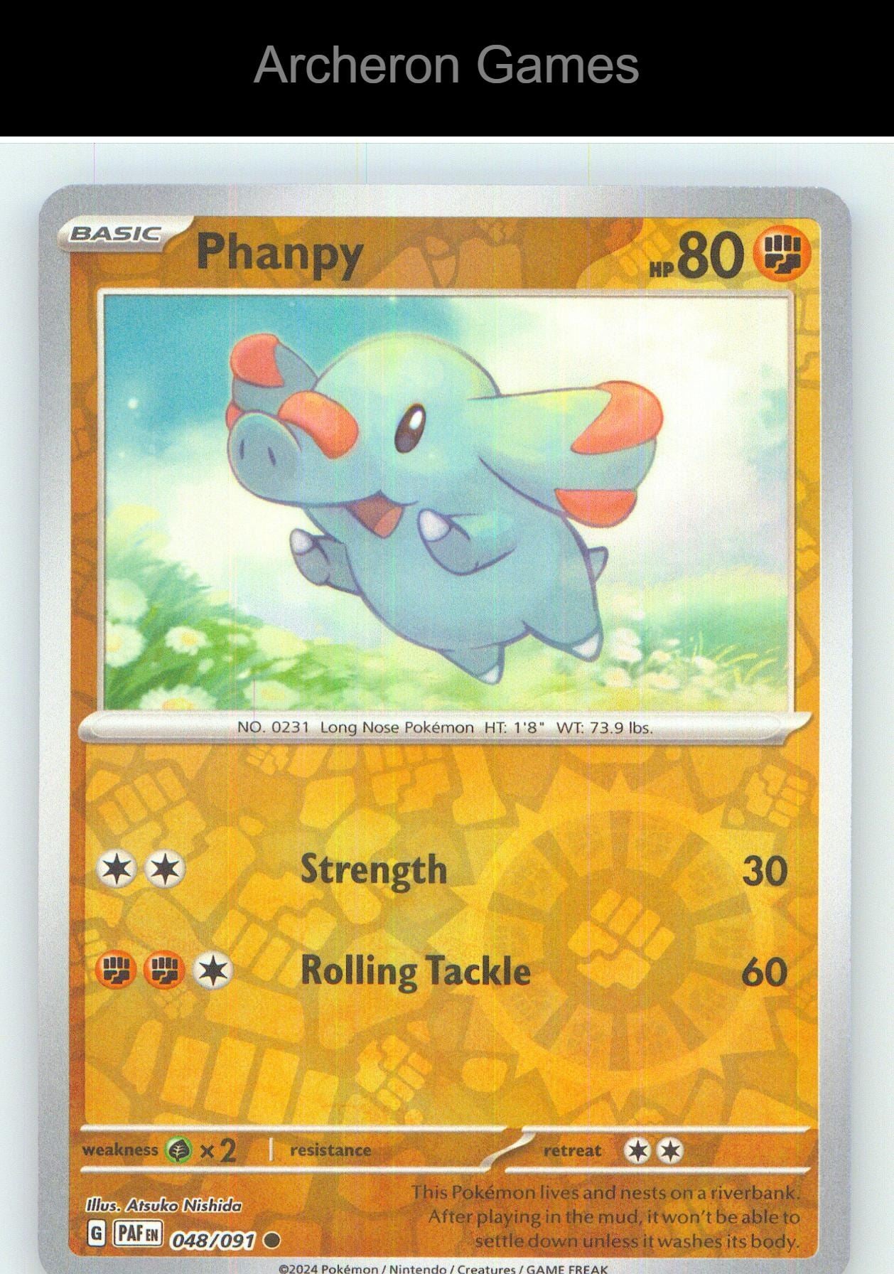 Pokemon Card Phanpy PAF 048/091 C Paldean Fates Reverse Holo