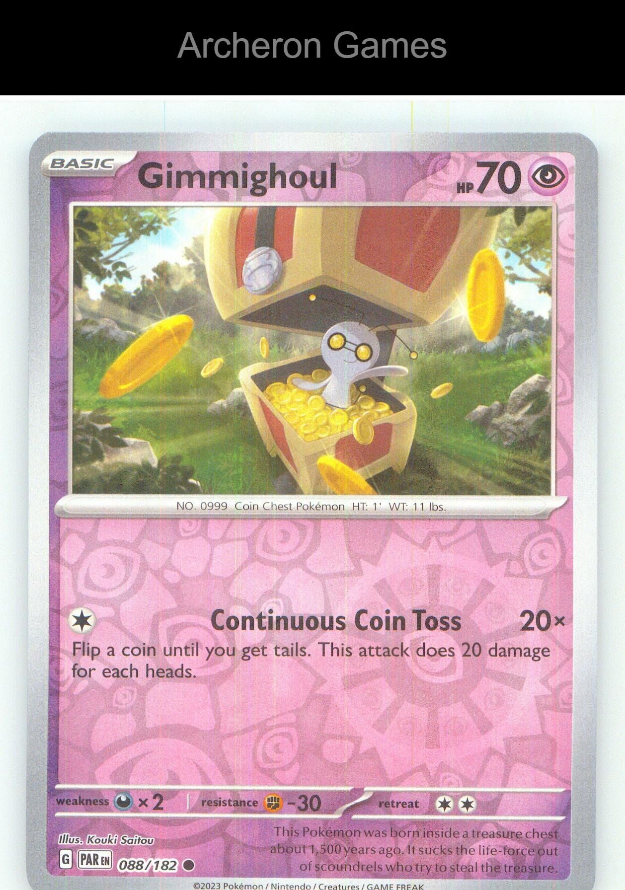 Pokemon Card Gimmighoul PAR 088/182 C Paradox Rift Reverse Holo