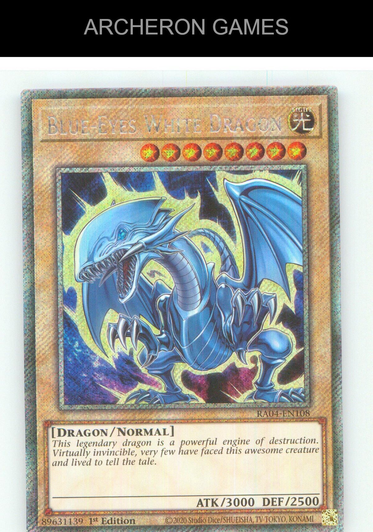 Blue-Eyes White Dragon (8th Art) (Platinum Secret Rare) YUGIOH Card 1st Edition