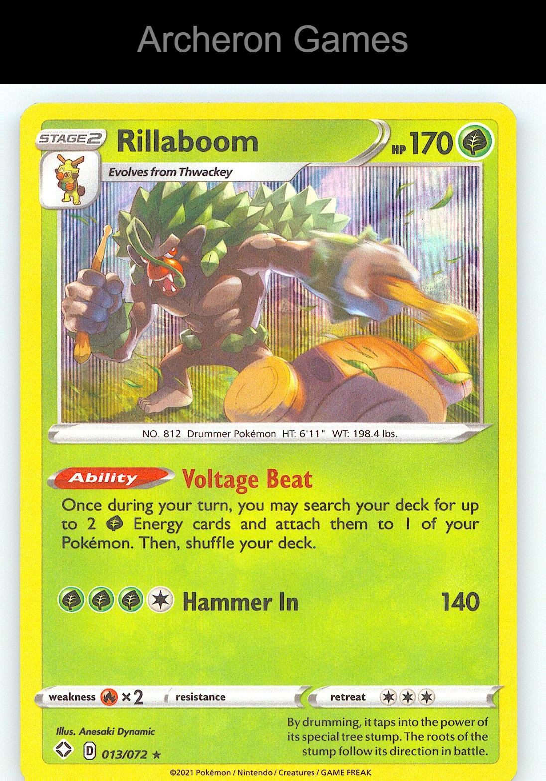 Pokemon Card Rillaboom SHF 013/072 Line Holo R Shining Fates