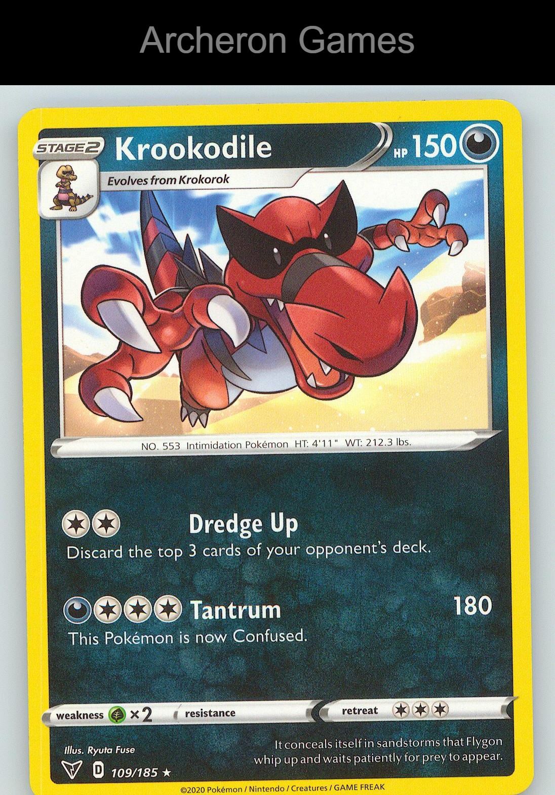 Pokemon Card Krookodile VIV 109/185 R Vivid Voltage