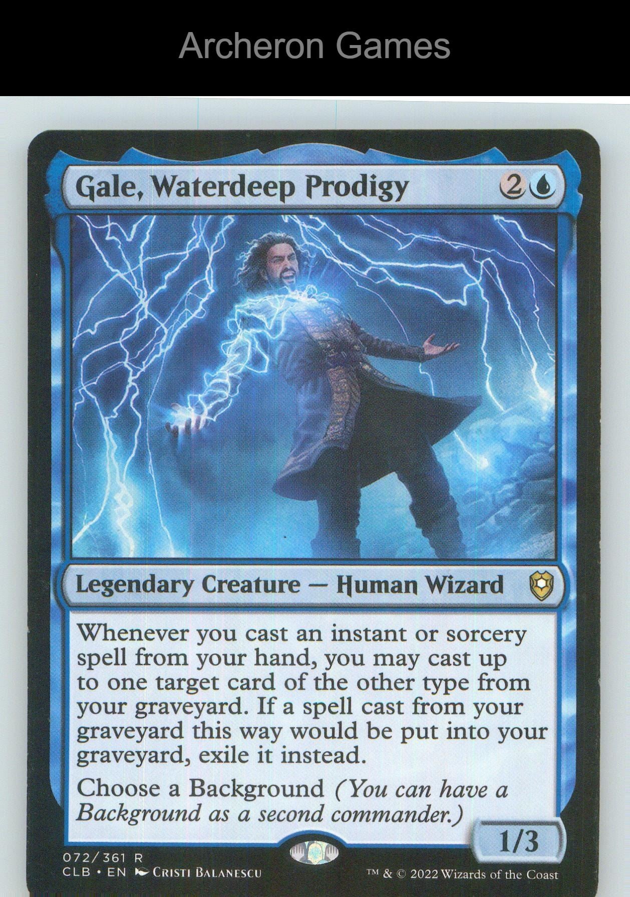 Gale, Waterdeep Prodigy CLB 72 R MTG Card NM/EX+