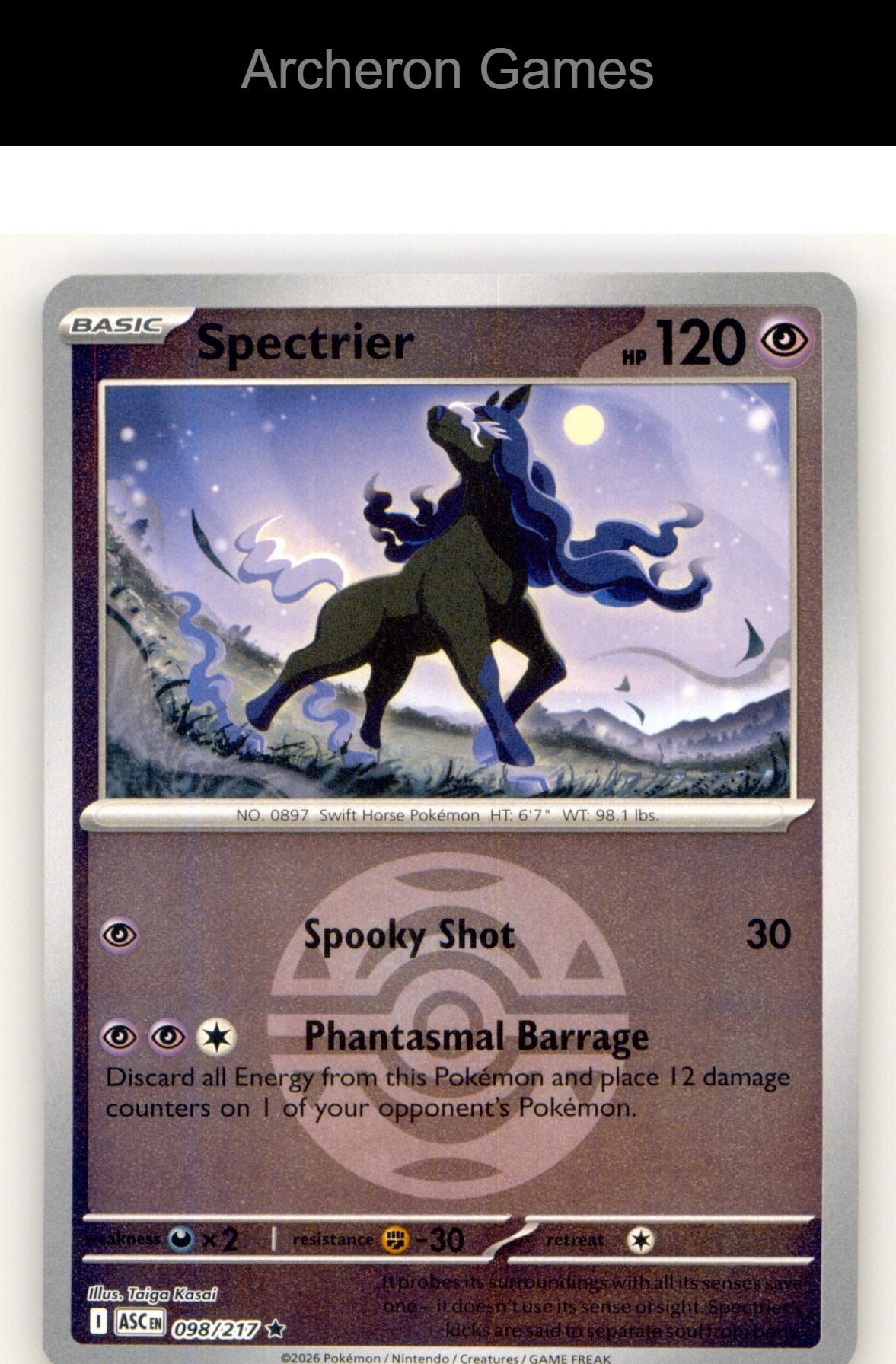 Pokemon Card Spectrier (Dusk Ball) ASC 098/217 R Ascended Heroes Reverse Holo