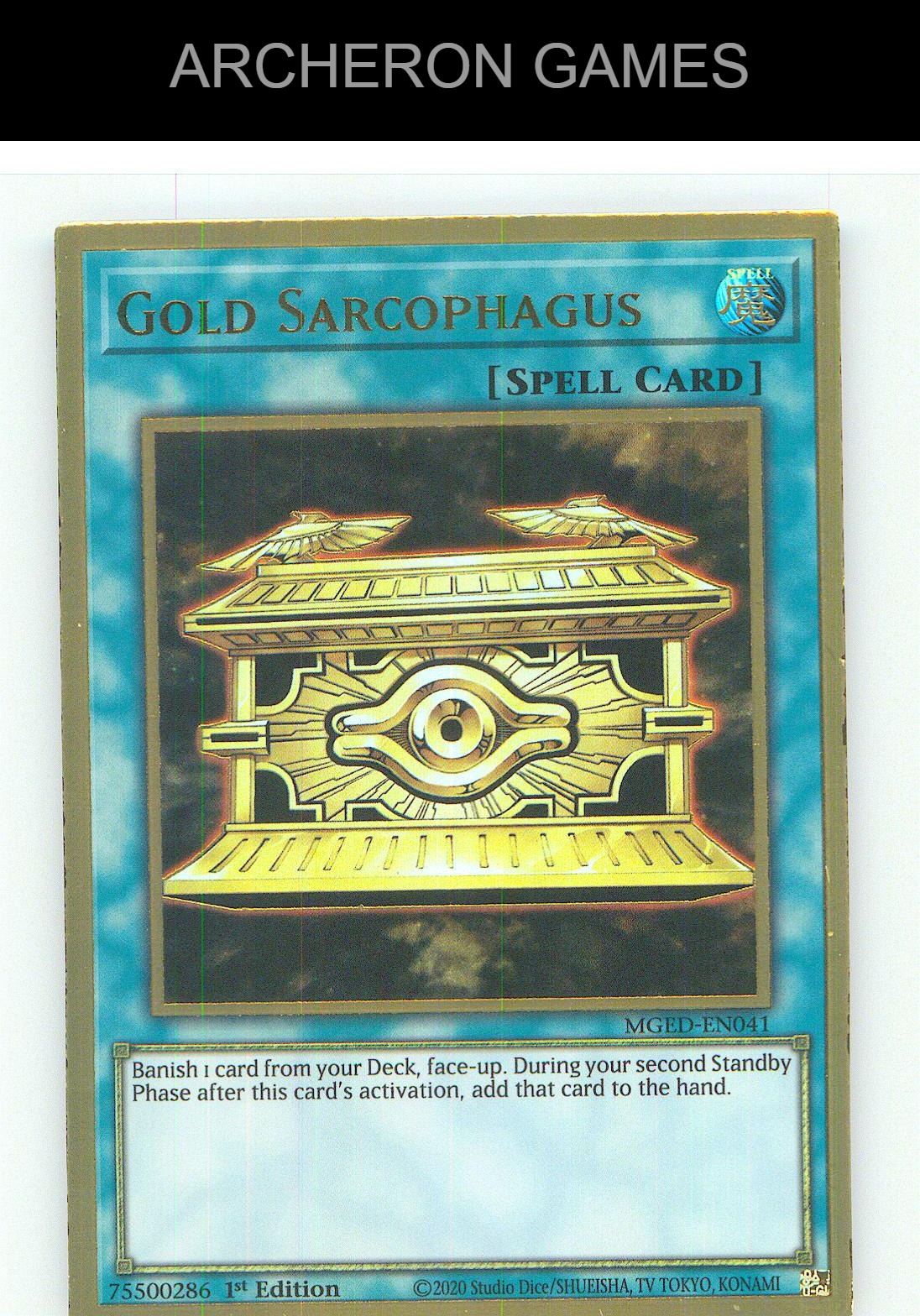 Gold Sarcophagus Premium Gold Rare YUGIOH Card 1st Edition
