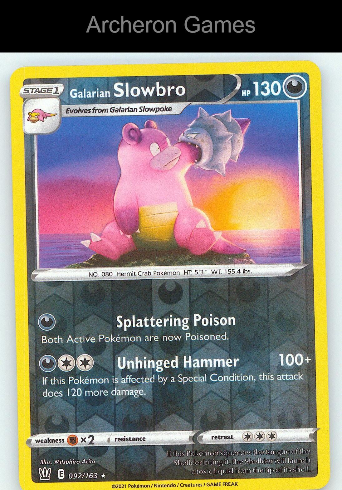 Pokemon Card Galarian Slowbro BST 092/163 R Battle Styles Reverse Holo