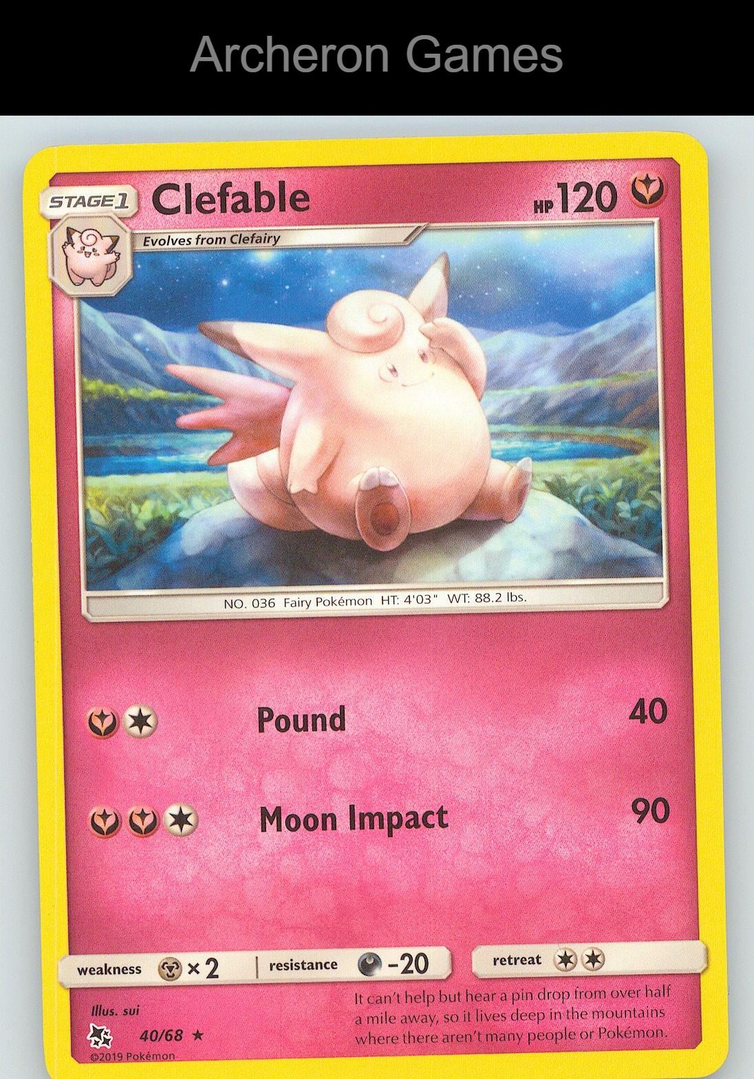 Pokemon Card Clefable HIF 40/68 R Hidden Fates