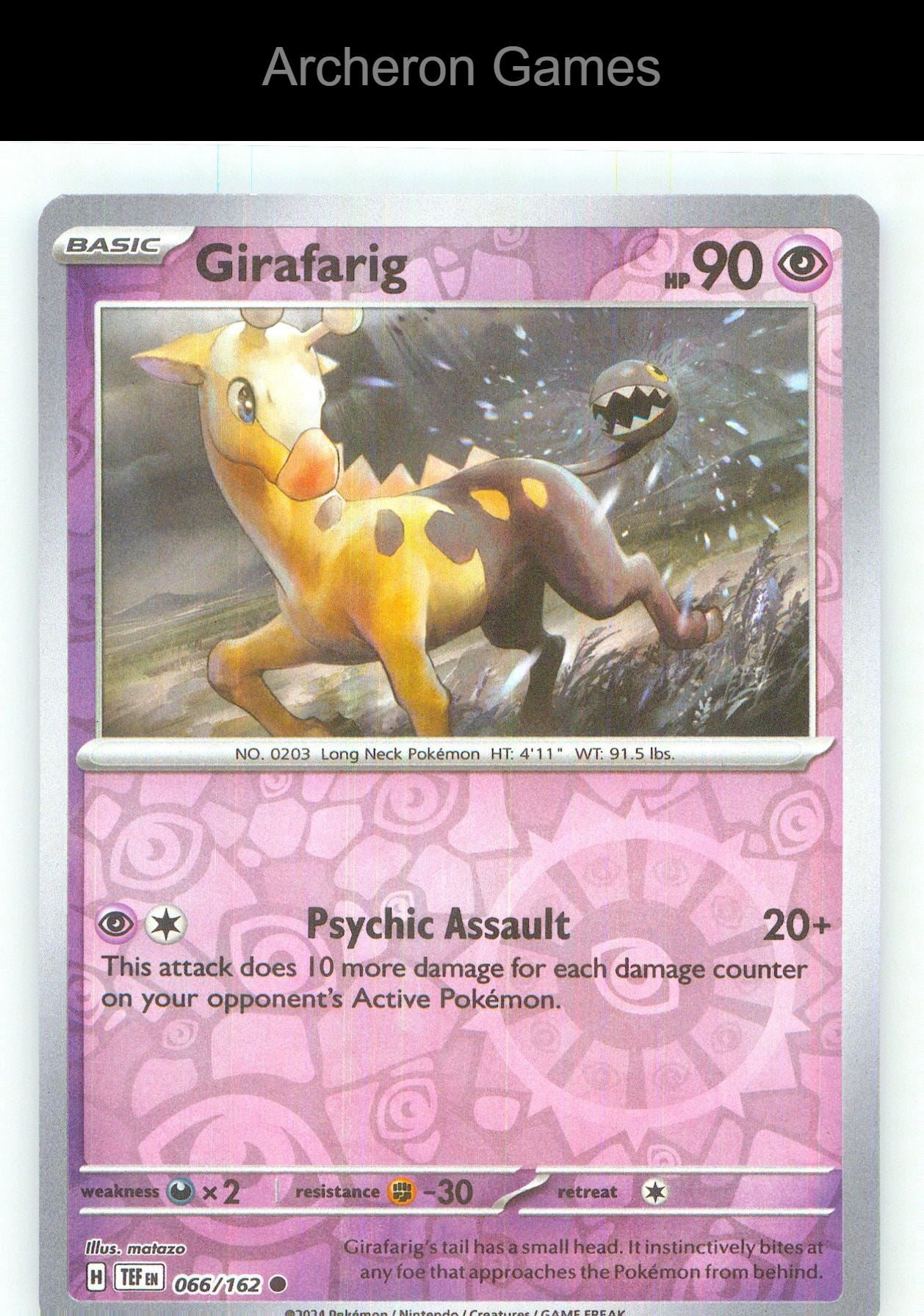 Pokemon Card Girafarig TEF 066/162 C Temporal Forces Reverse Holo
