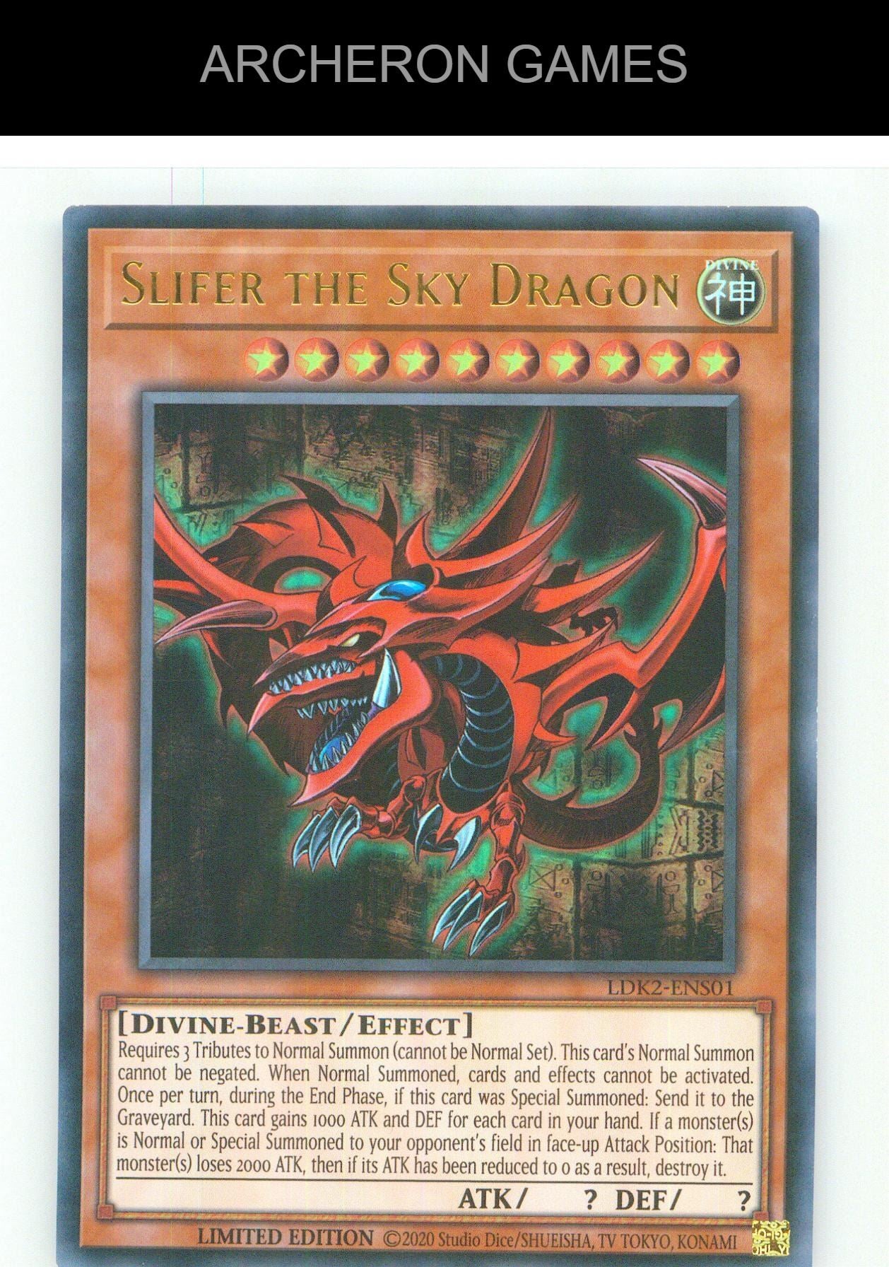 Slifer the Sky Dragon UR YUGIOH Card Limited