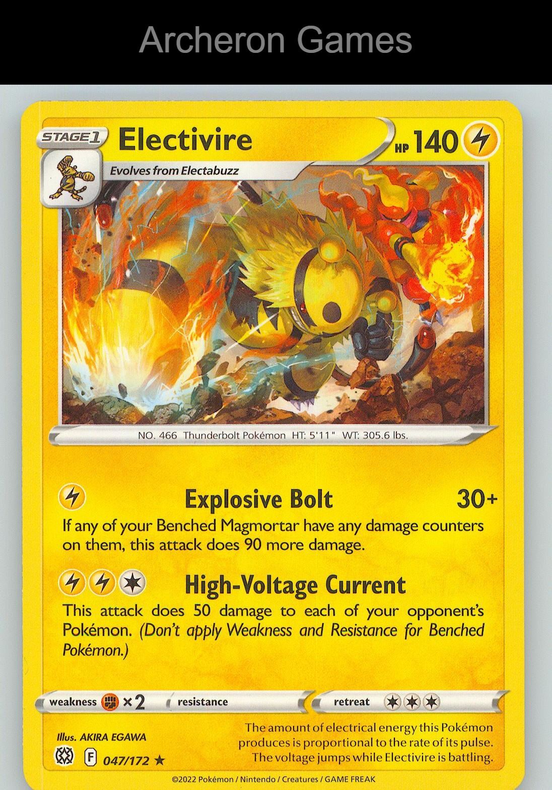 Pokemon Card Electivire BRS 047/172 R Brilliant Stars