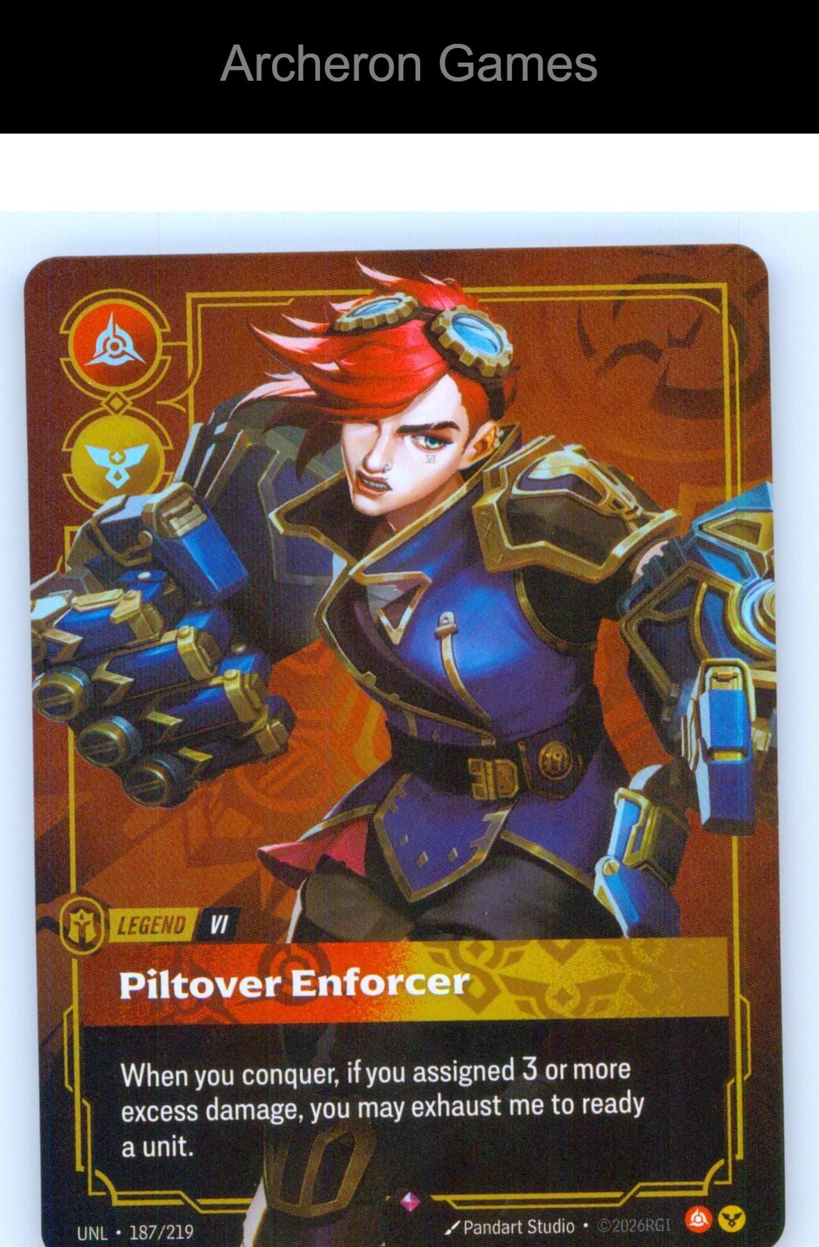 Vi - Piltover Enforcer UNL 187/219 R Unleashed Riftbound Card