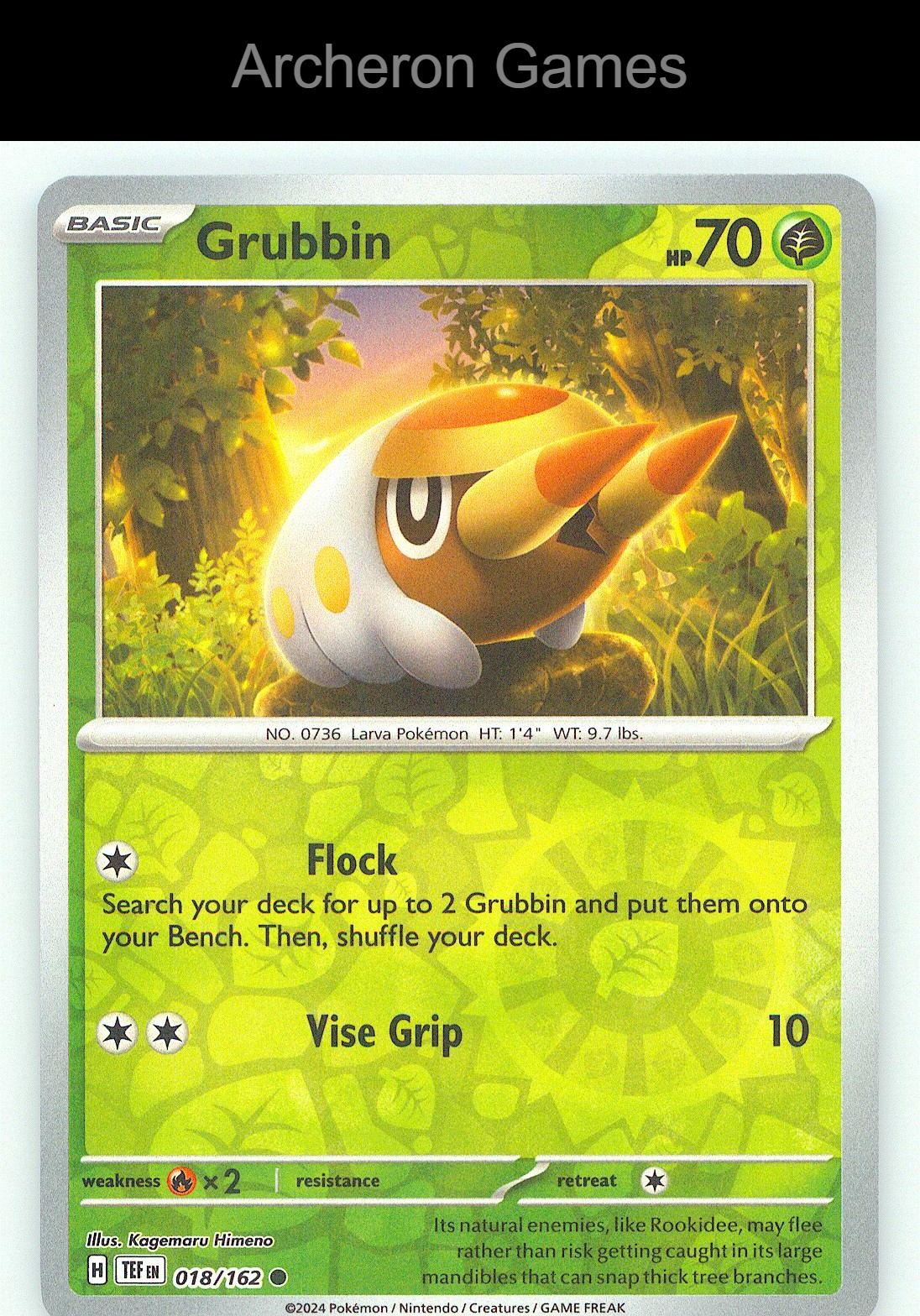 Pokemon Card Grubbin TEF 018/162 C Temporal Forces Reverse Holo