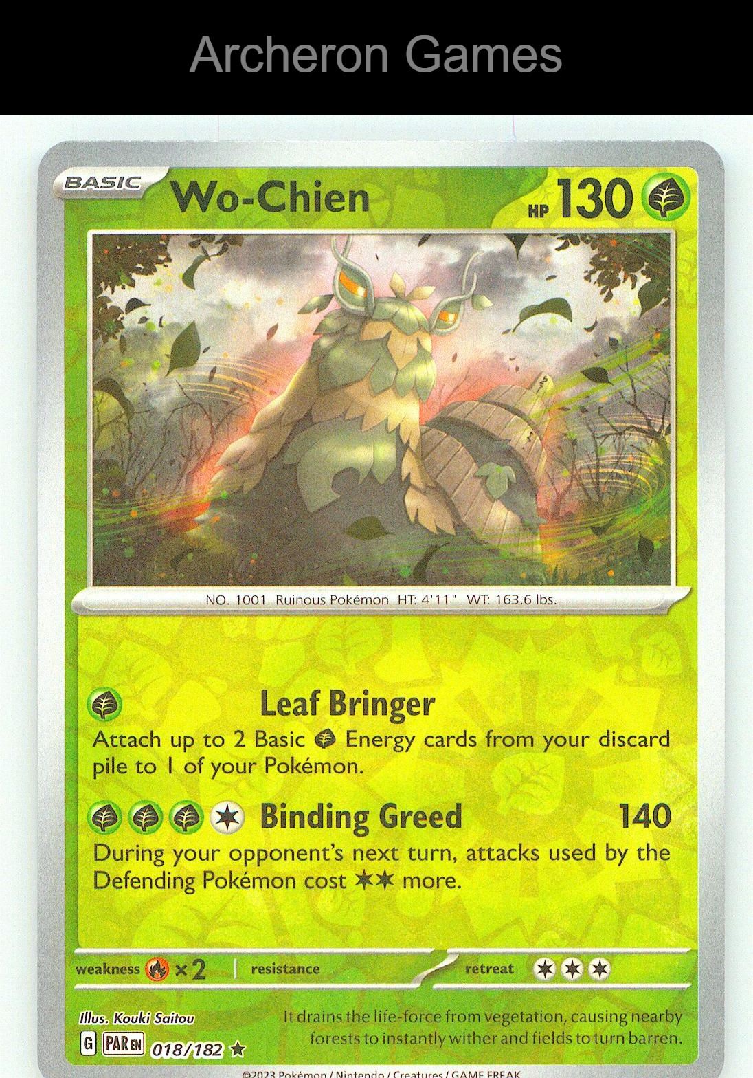 Pokemon Card Wo-Chien PAR 018/182 R Paradox Rift Reverse Holo
