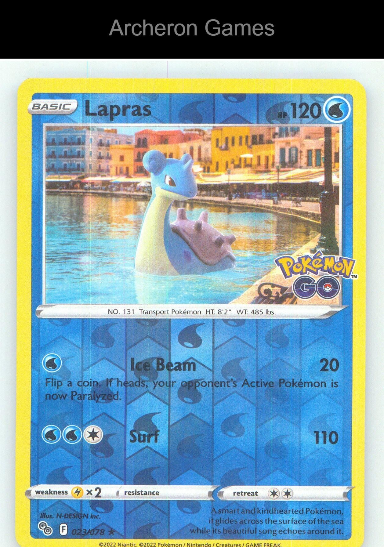 Pokemon Card Lapras PGO 023/078 R Pokemon GO Reverse Holo