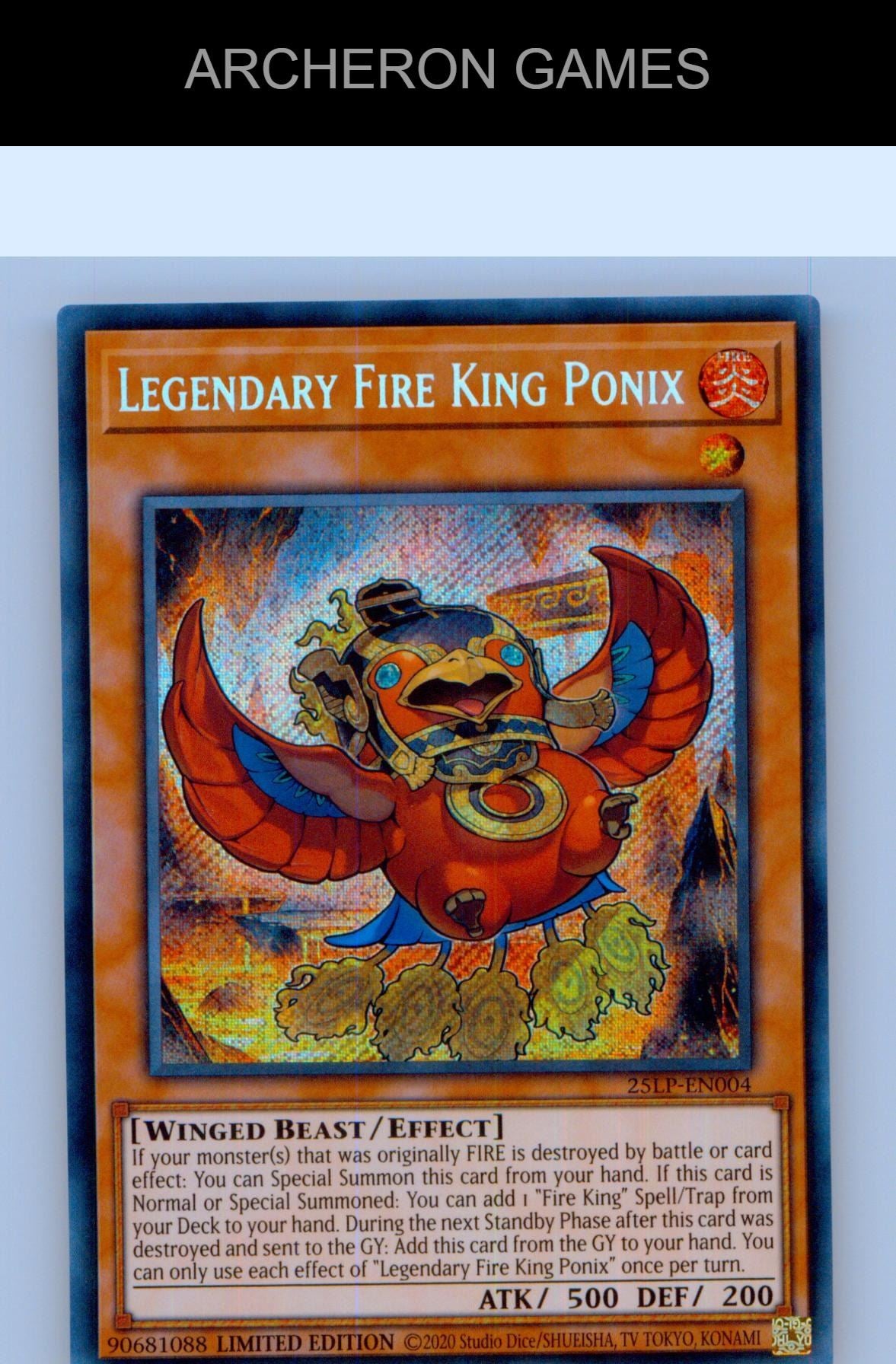 Legendary Fire King Ponix (Secret Rare) SEC YUGIOH Card Limited