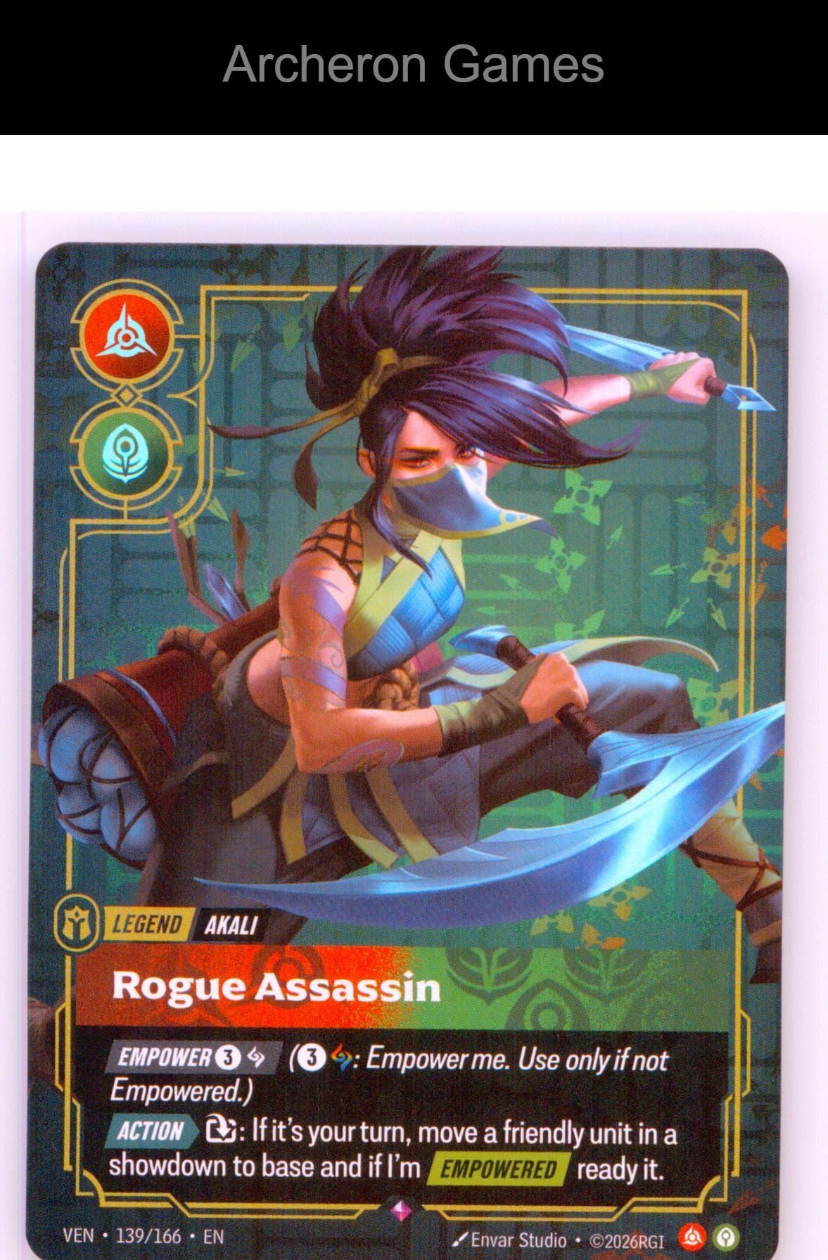 Akali - Rogue Assassin VEN 139/166 R Vendetta Riftbound Card