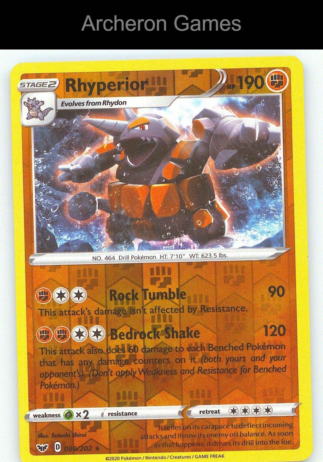 Pokemon Card Rhyperior SSH 099/202 R Sword & Shield Reverse Holo