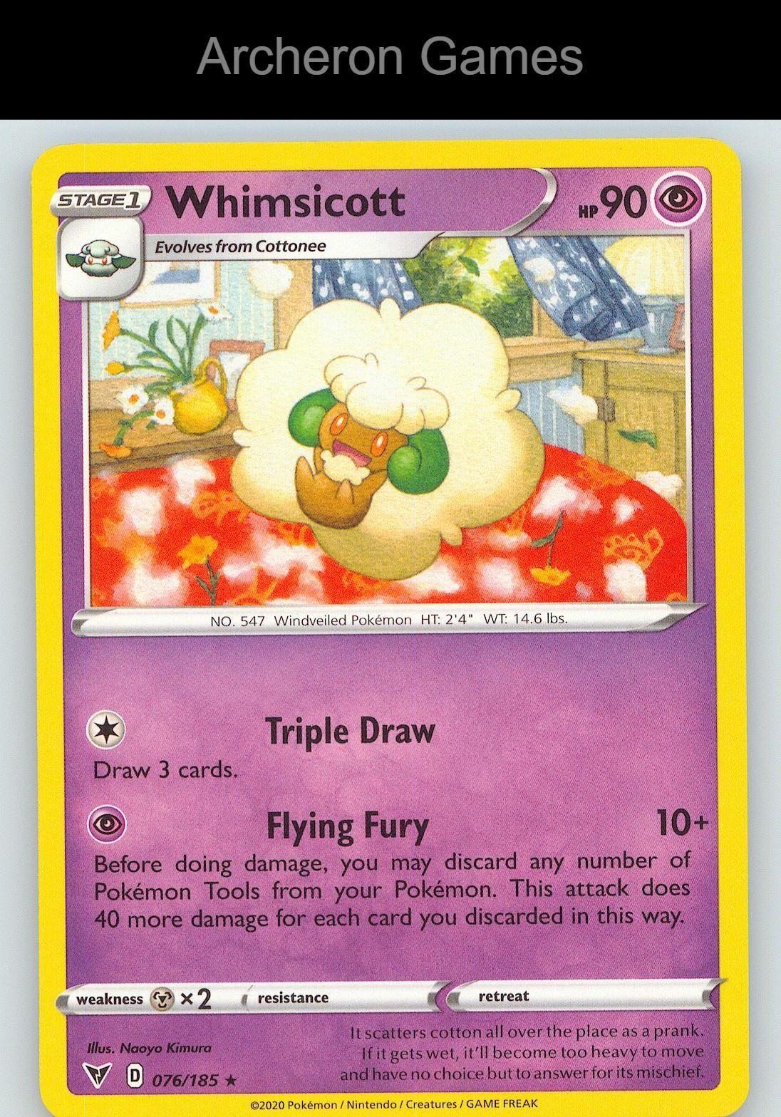 Pokemon Card Whimsicott VIV 076/185 R Vivid Voltage