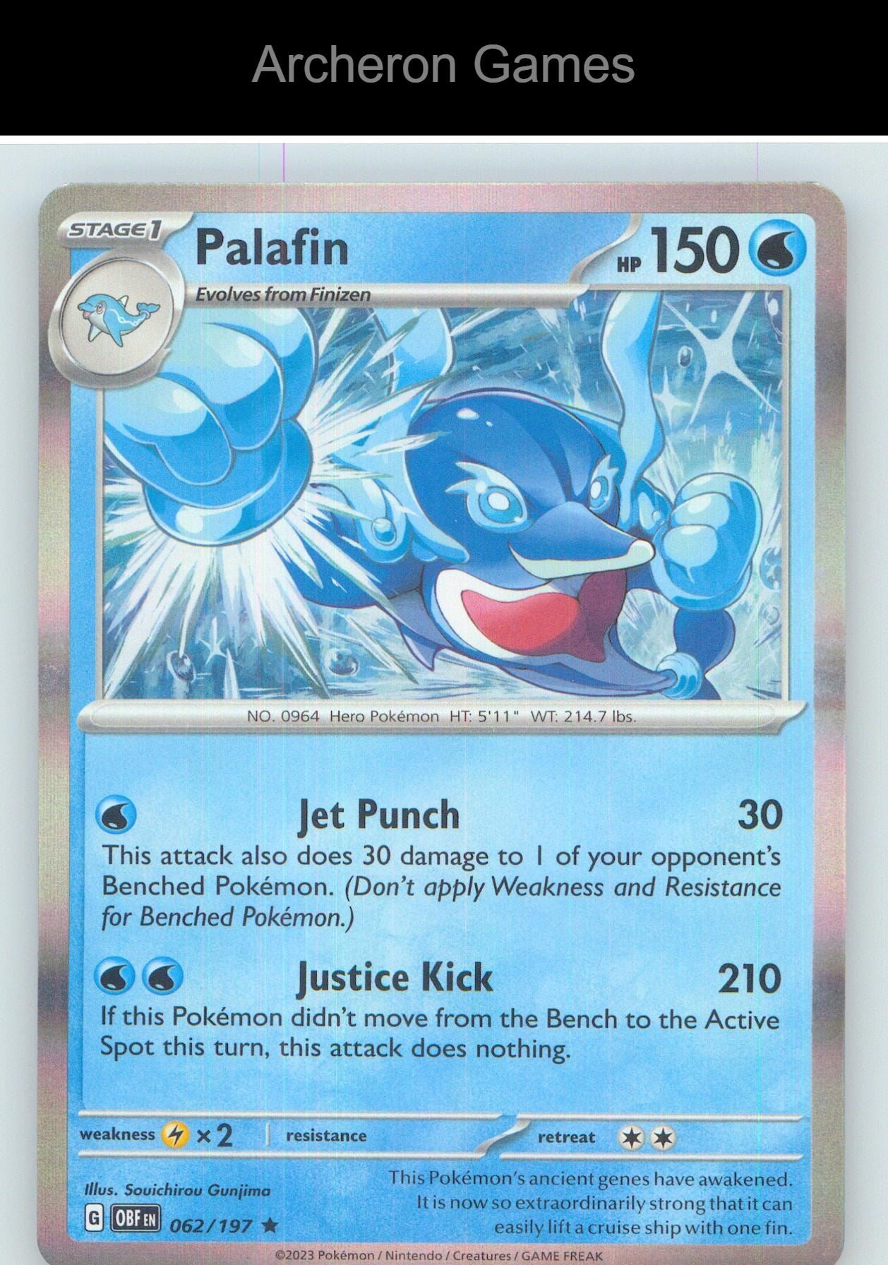 Pokemon Card Palafin OBF 062/197 R Obsidian Flames Holo