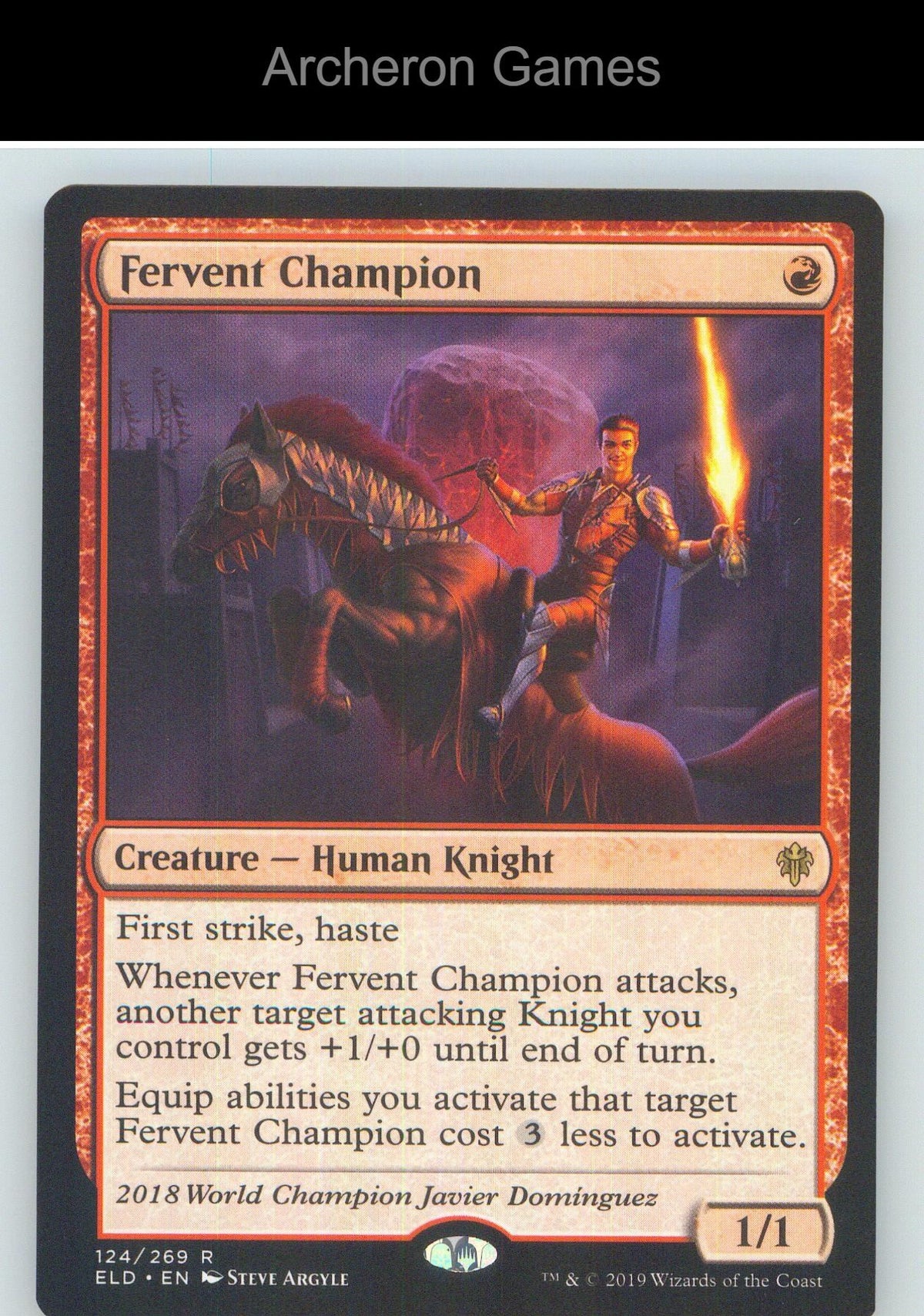 Fervent Champion ELD 124 R MTG Card NM/EX+