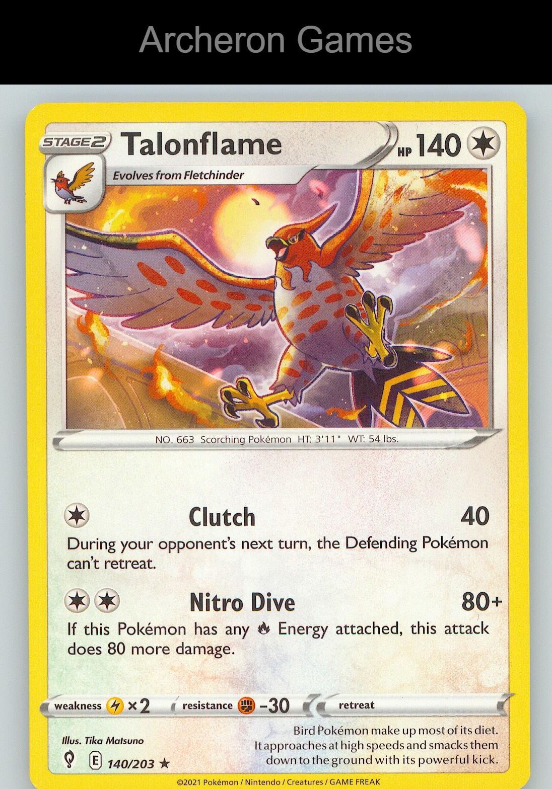 Pokemon Card Talonflame EVS 140/203 R Evolving Skies