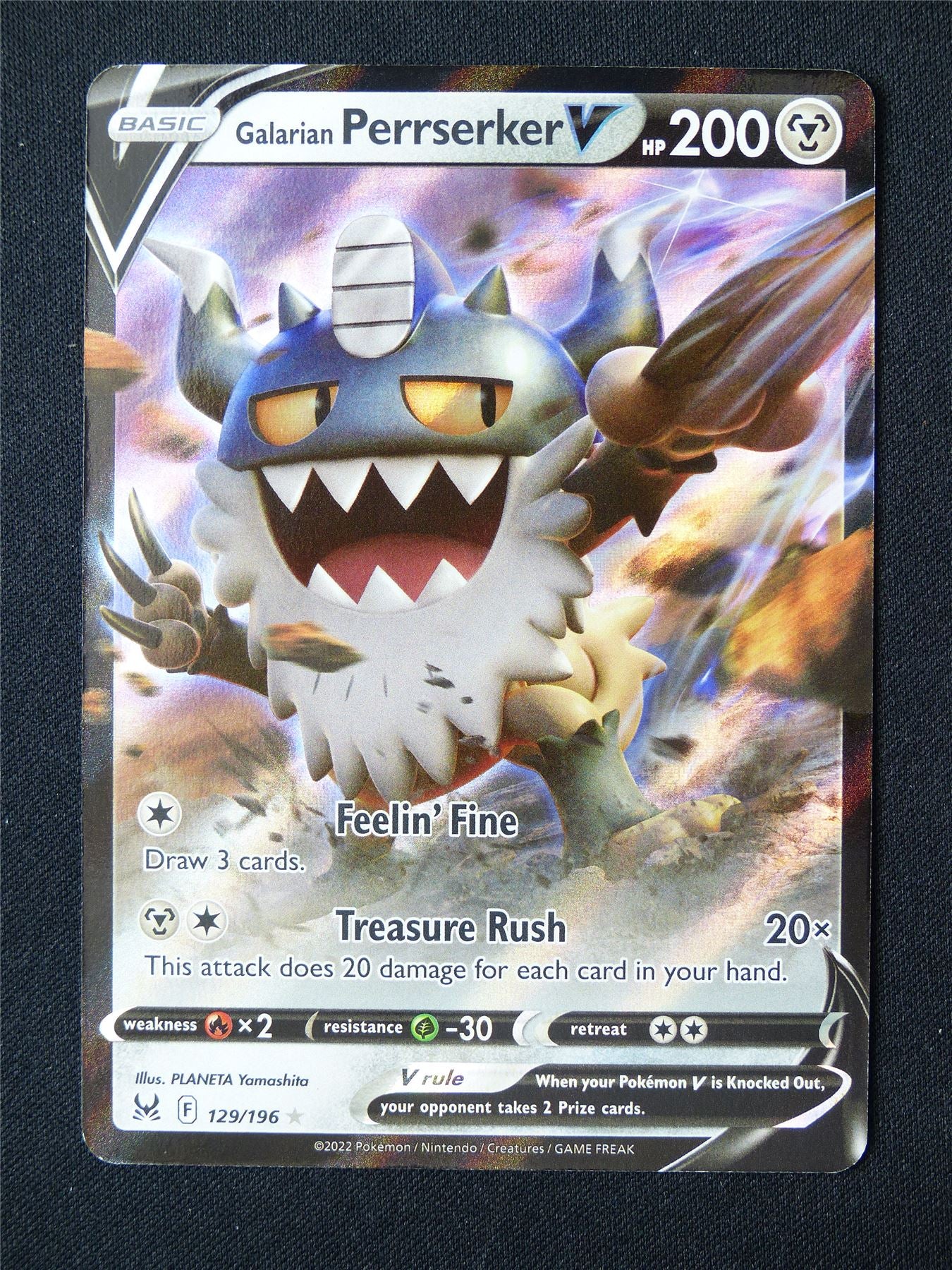 Galarian Perrserker V 129/196 Holo - Pokemon Card #70H