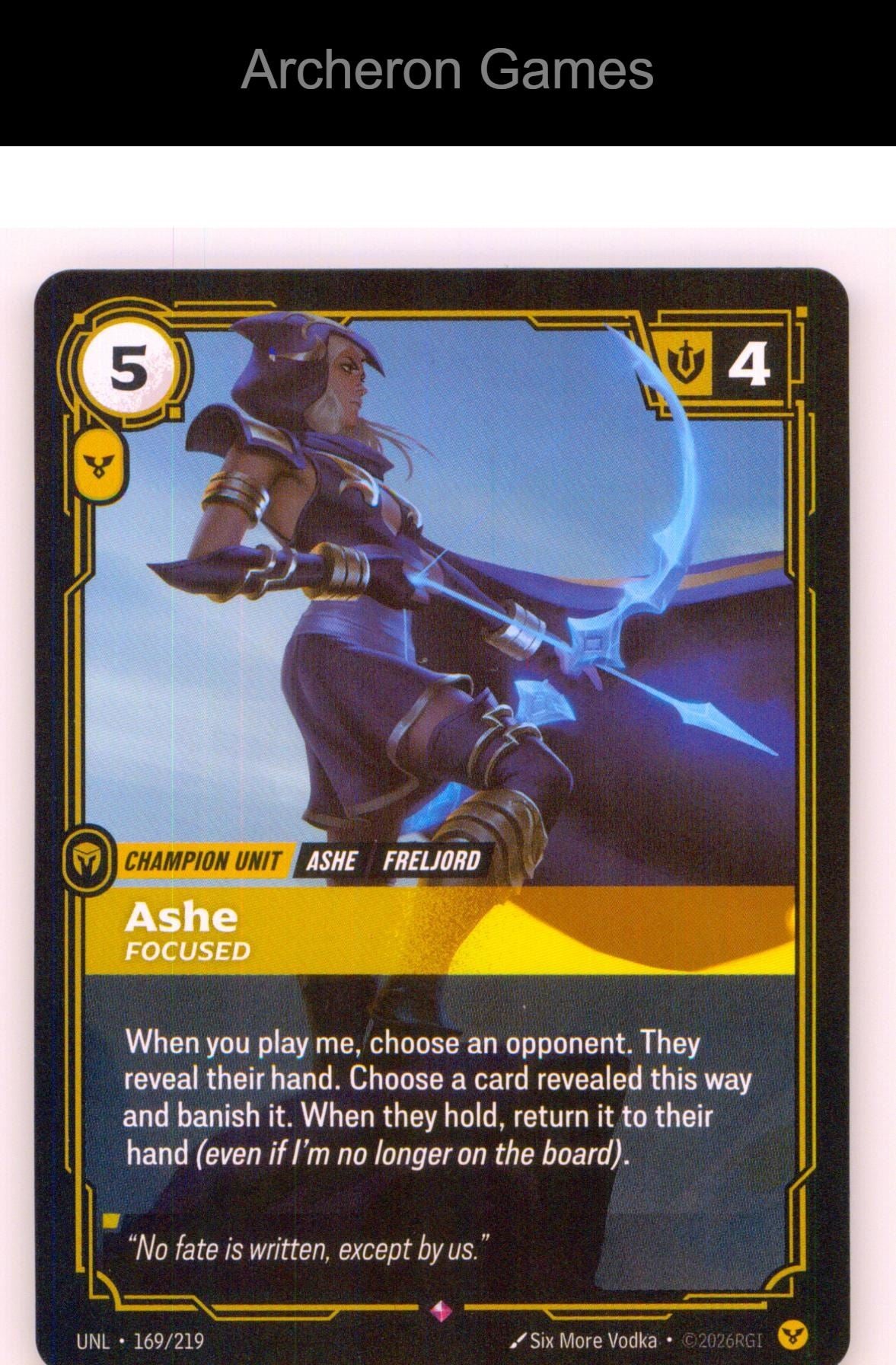 Ashe - Focused UNL 169/219 R Unleashed Riftbound Card
