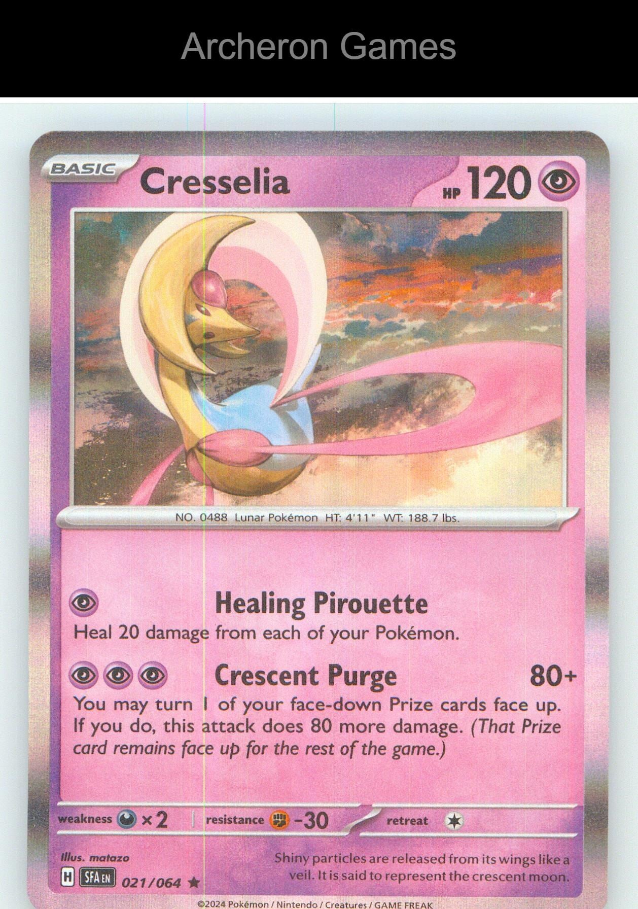 Pokemon Card Cresselia SFA 021/064 R Shrouded Fable Holo