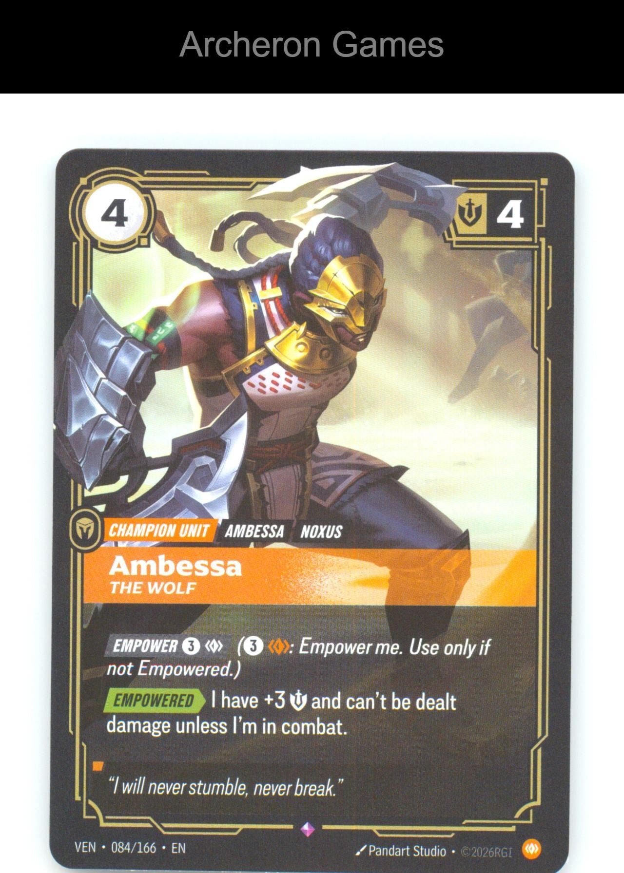Ambessa - The Wolf VEN 084/166 R Vendetta Riftbound Card Foil