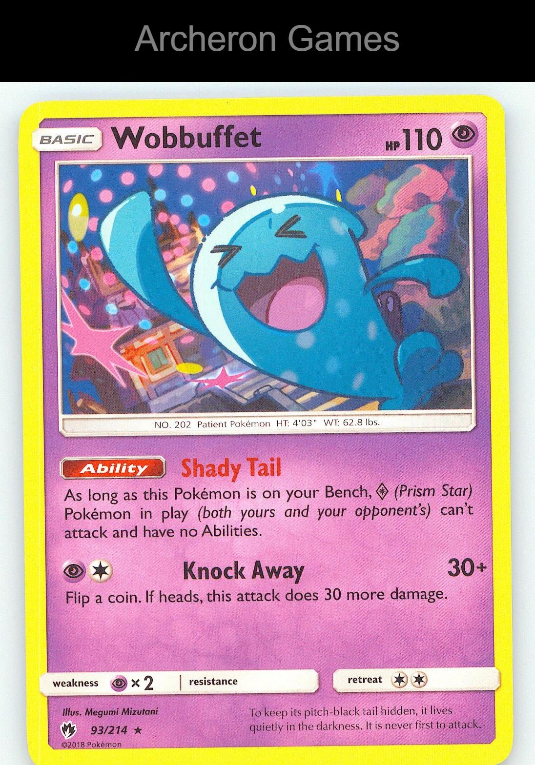 Pokemon Card Wobbuffet LOT 93/214 R Lost Thunder