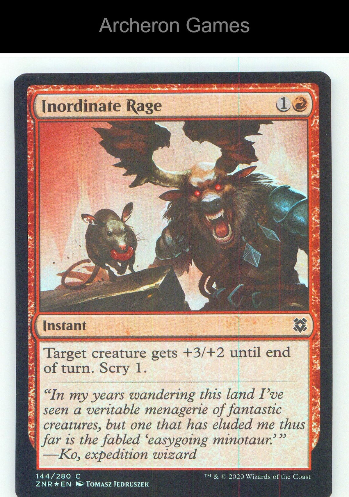 Inordinate Rage ZNR 144 C MTG Card NM/EX+ Foil