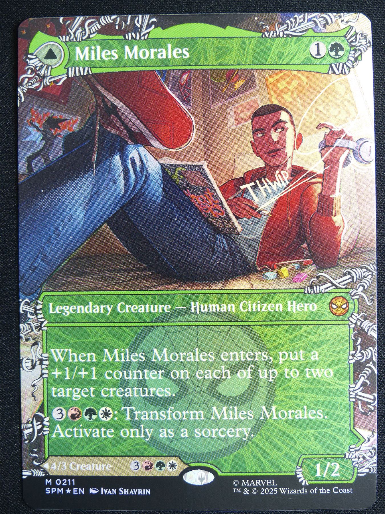 Miles Morales / Ultimate Spider-Man Borderless Foil - SPM - Mtg Card # Archeron Miles Morales / Ultimate Spider-Man Borderless Foil - SPM - Mtg Card # Archeron