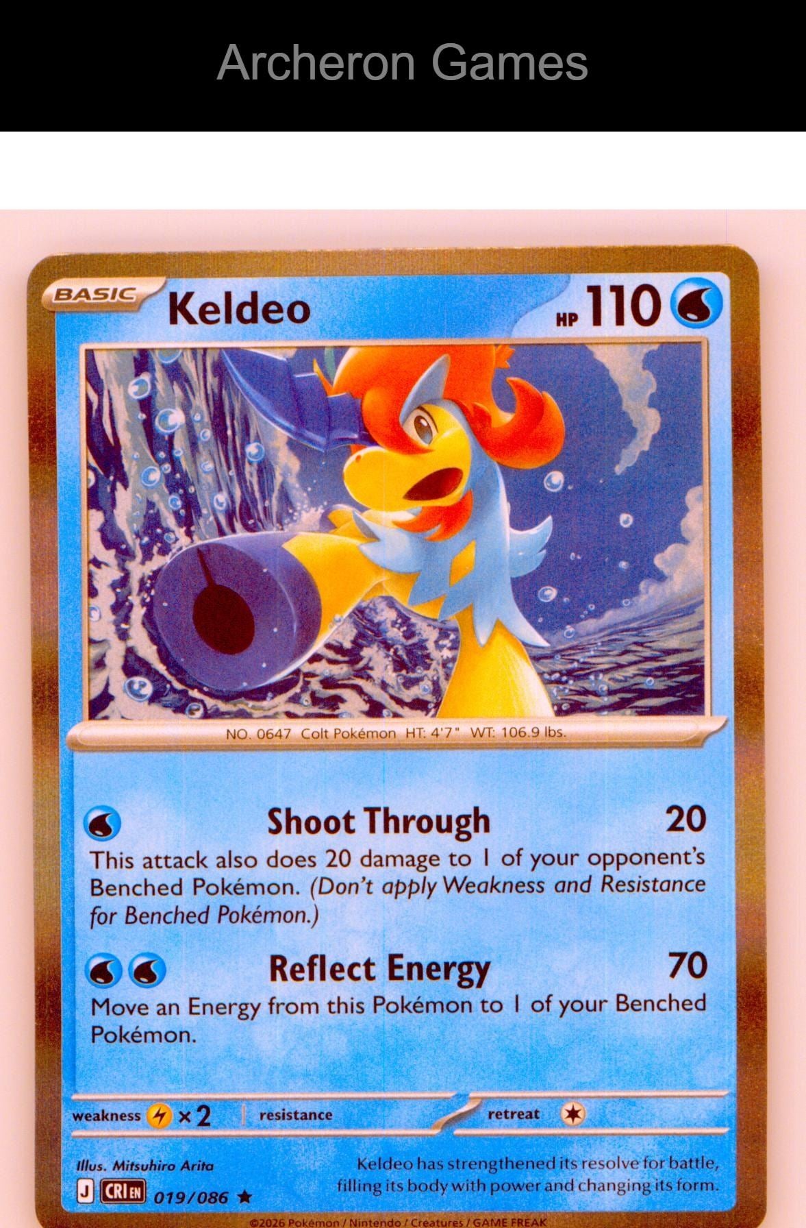 Pokemon Card Keldeo ME04 019/086 R Chaos Rising Holo