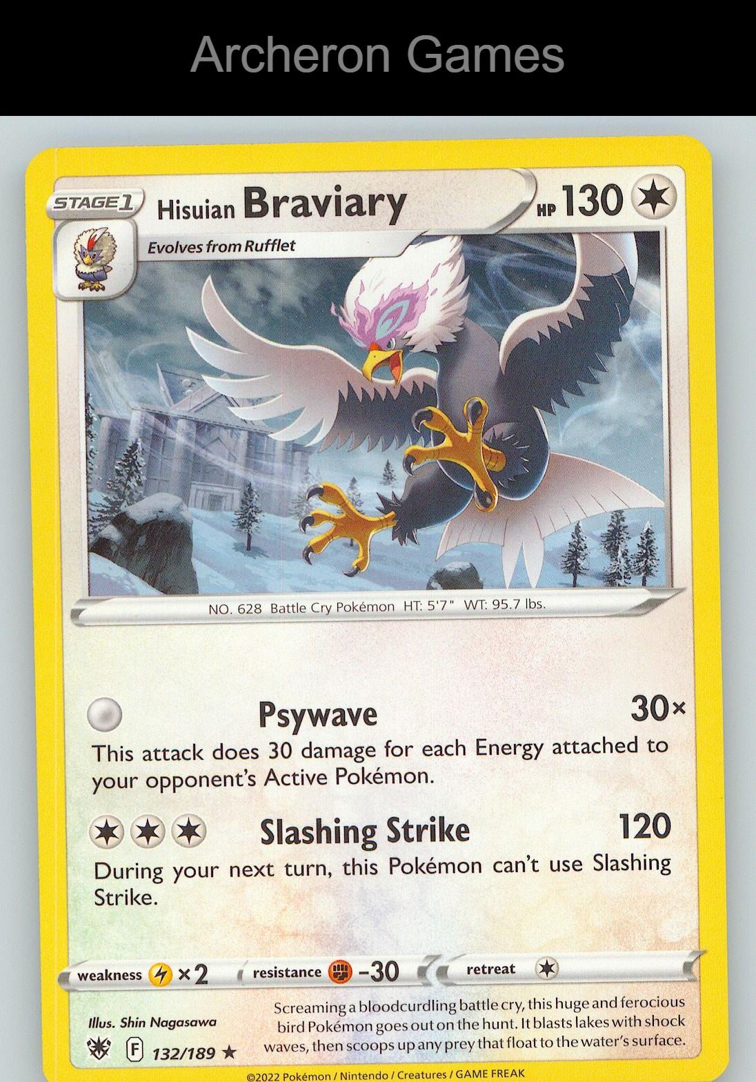 Pokemon Card Hisuian Braviary ASR 132/189 R Astral Radiance