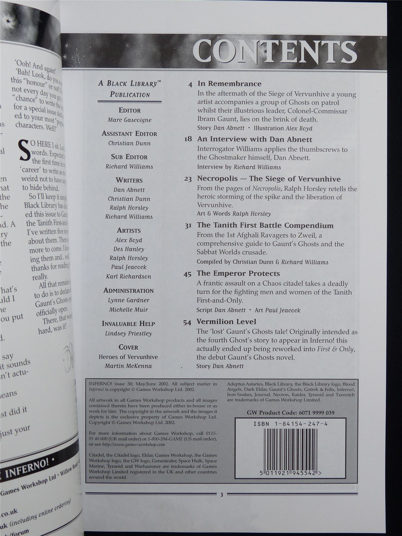 Inferno! Tales of Fantasy and Adventure #30 - Games Workshop Black Library Publication #1OG