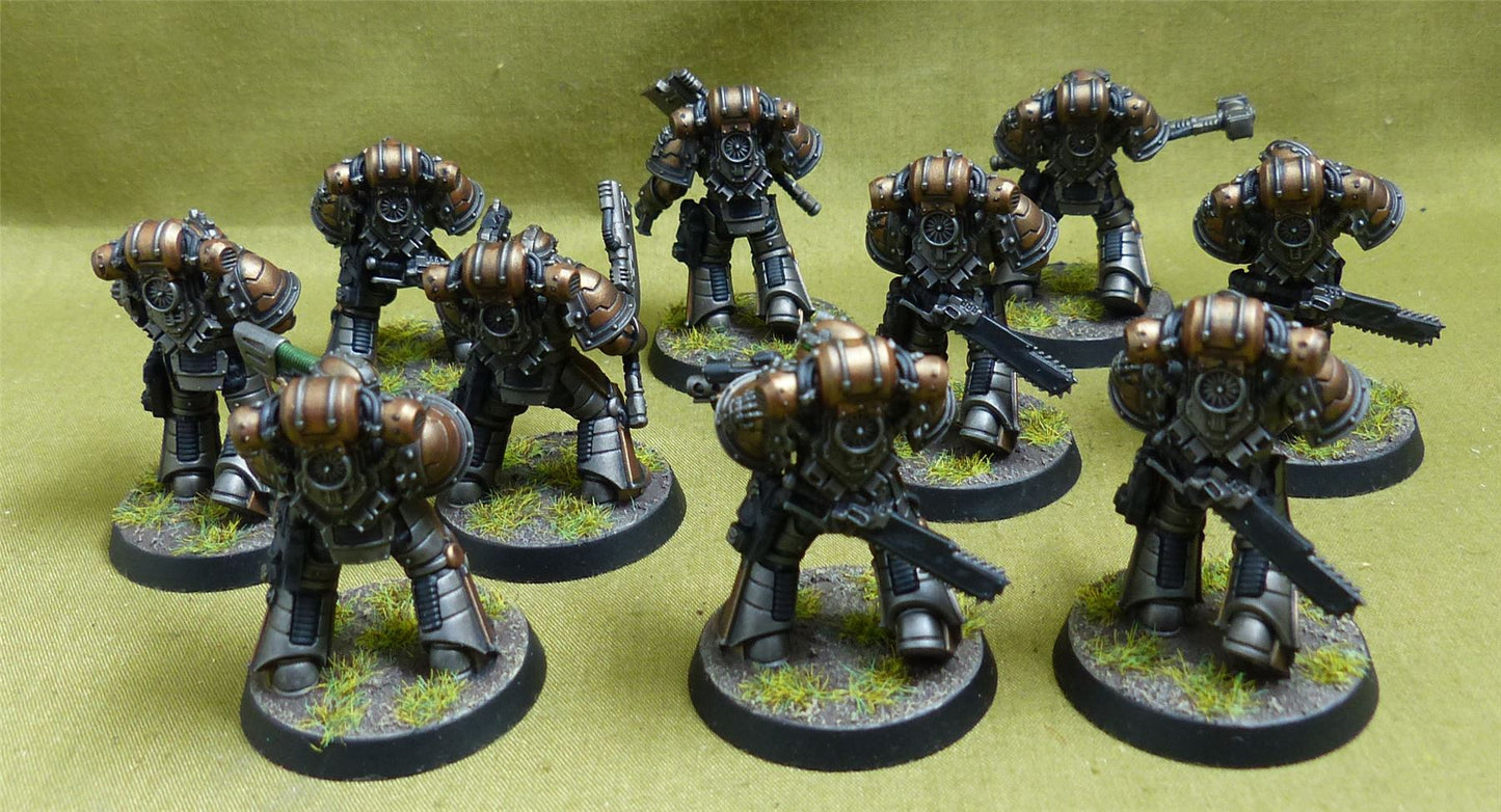 MKIII Tactical Squad with Upgrades set of 10 painted - Iron Hands - Warhammer Horus Heresy #2M6