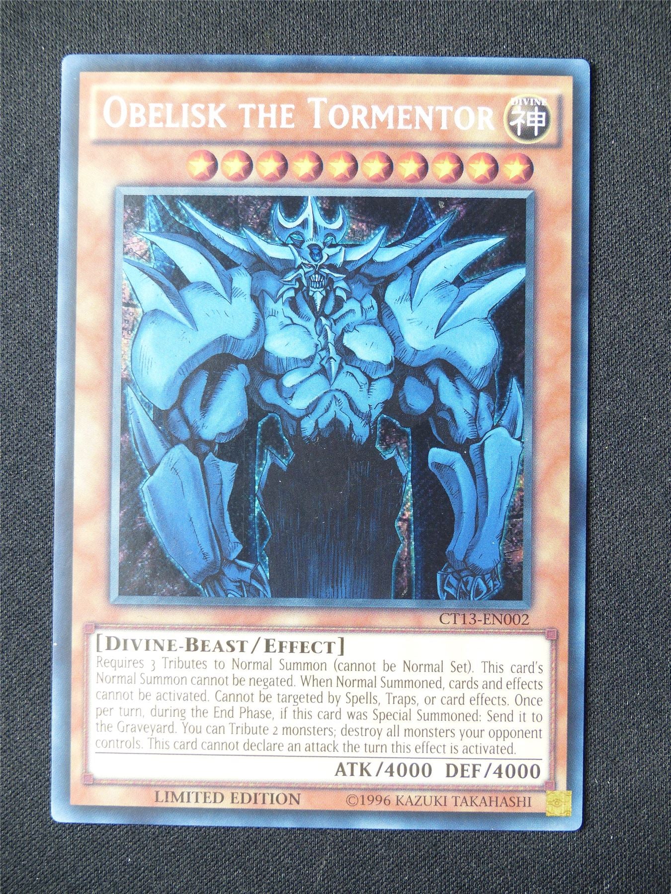 Obelisk the Tormentor CT13 Secret Rare - lim ed Yugioh Card #55A