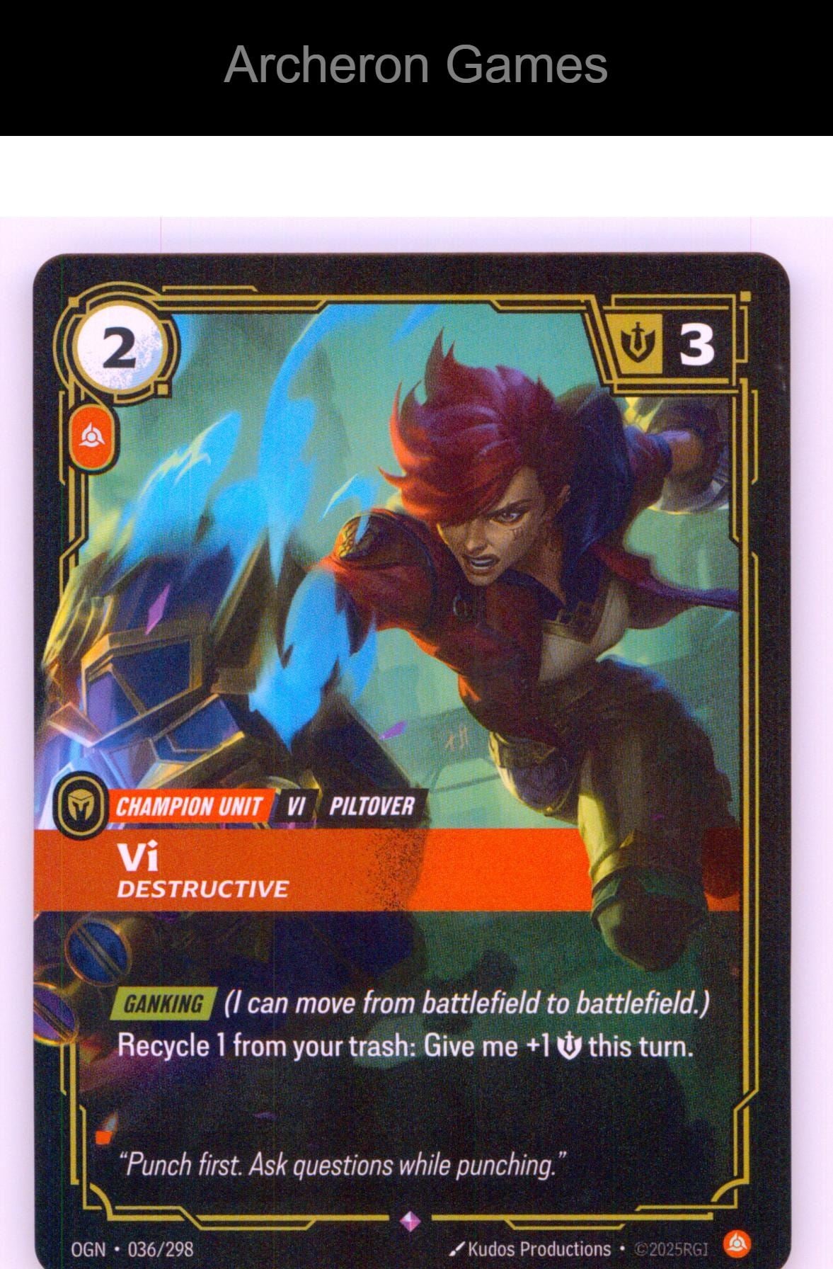 Vi - Destructive OGN 036/298 R Origins Riftbound Card
