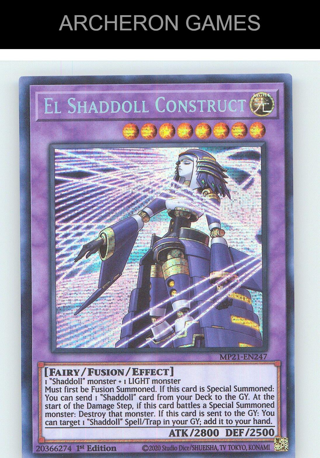 El Shaddoll Construct Prismatic Secret Rare YUGIOH Card 1st Edition