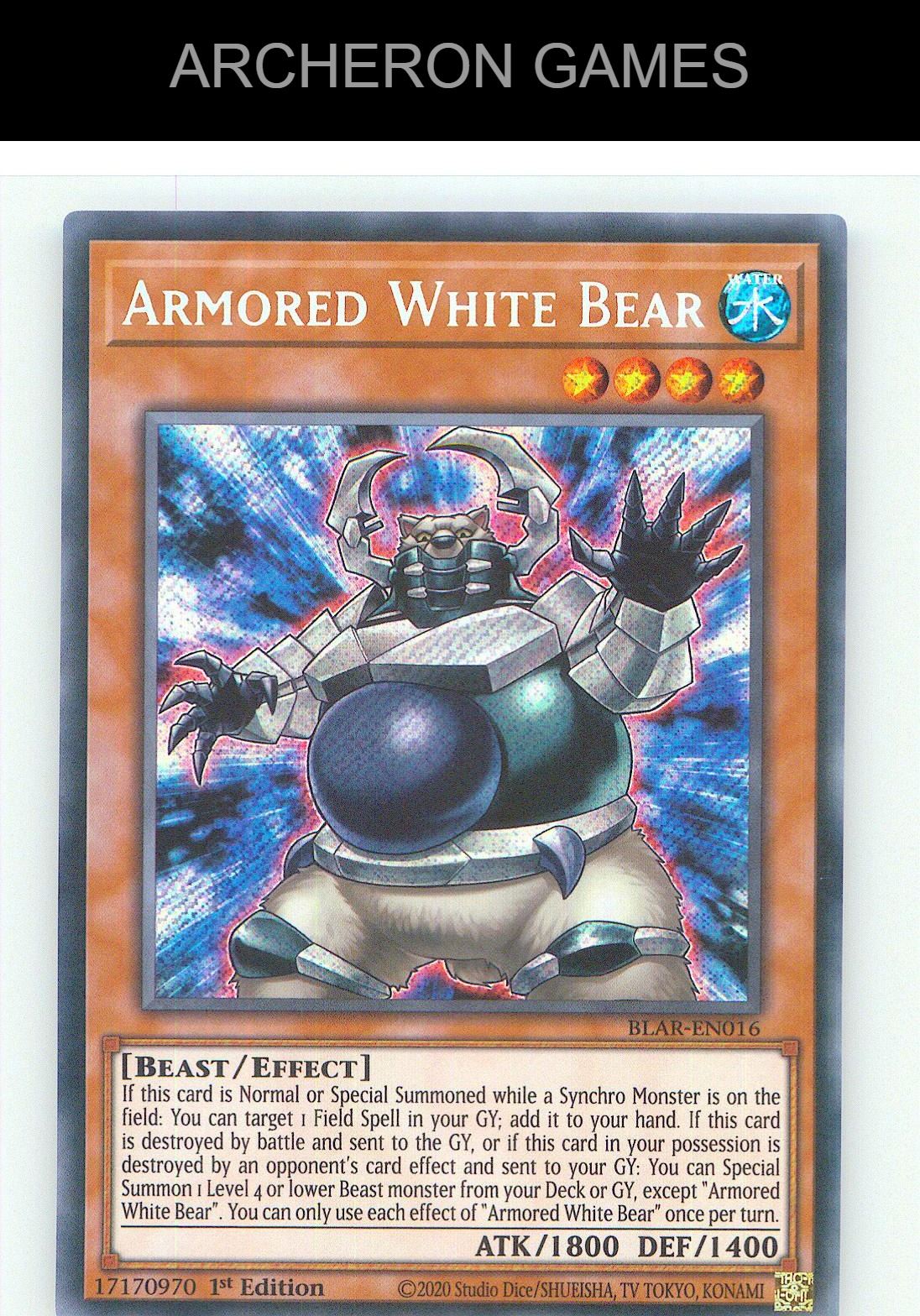 Armored White Bear SEC YUGIOH Card 1st Edition