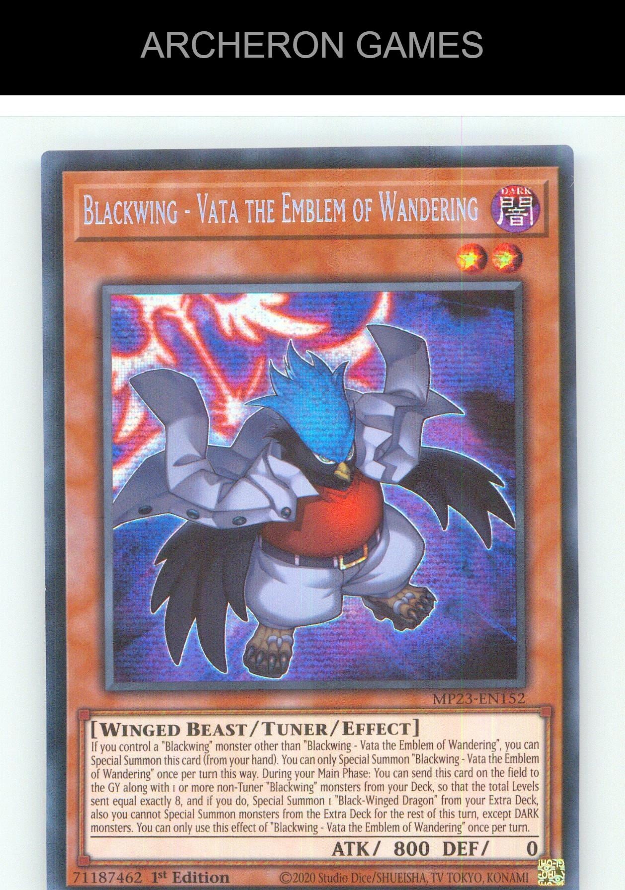Blackwing - Vata the Emblem of Wandering YUGIOH Card 1st Edition