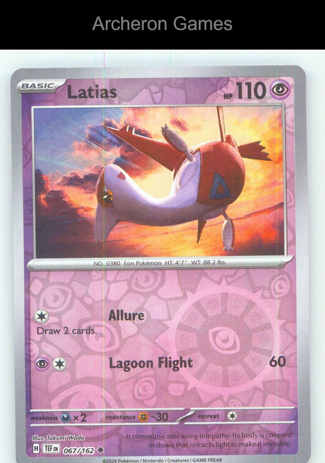 Pokemon Card Latias TEF 067/162 UC Temporal Forces Reverse Holo