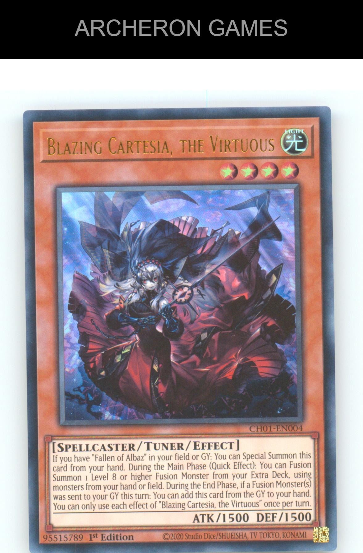 Blazing Cartesia, the Virtuous Ultra Rare YUGIOH Card 1st Edition
