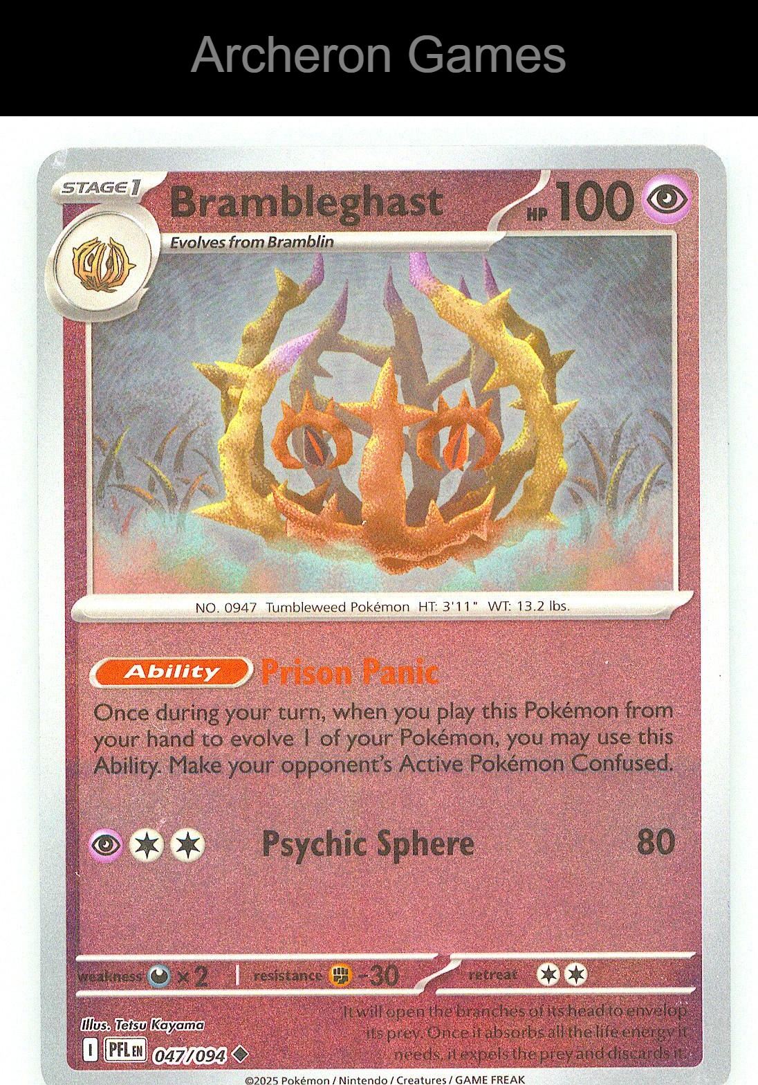 Pokemon Card Brambleghast PFL 047/094 UC Phantasmal Flames Reverse Holo