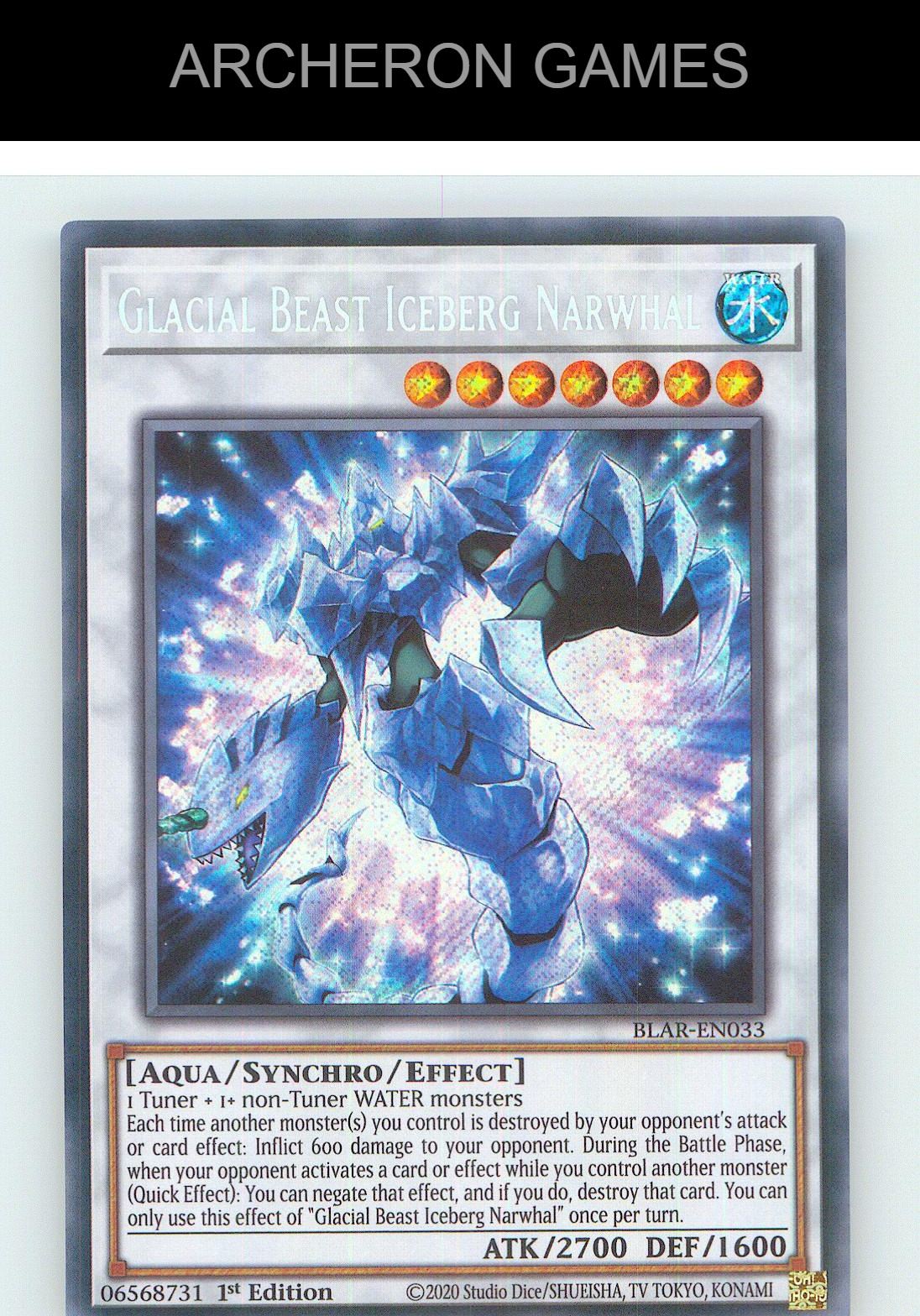 Glacial Beast Iceberg Narwhal SEC YUGIOH Card 1st Edition
