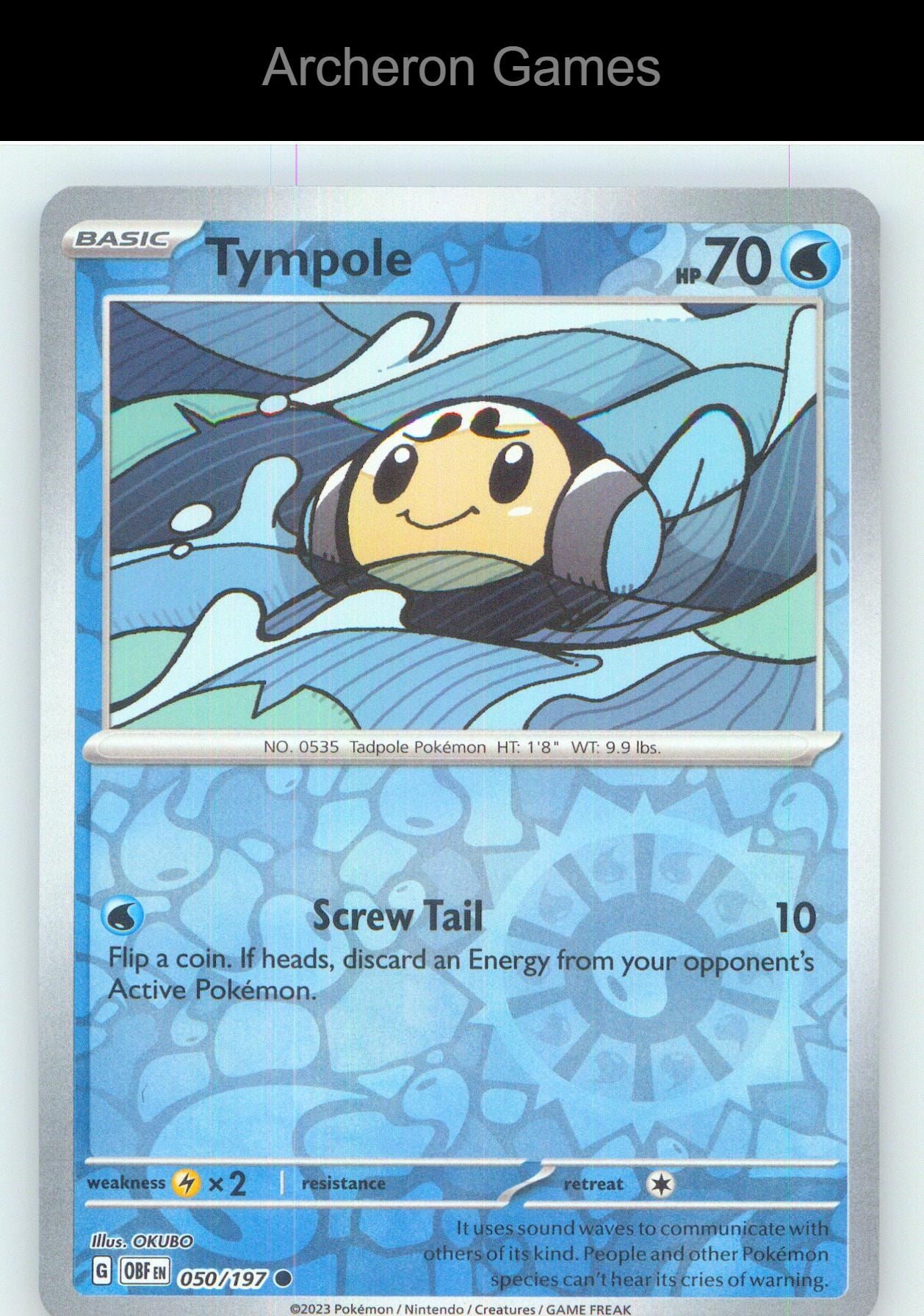Pokemon Card Tympole OBF 050/197 C Obsidian Flames Reverse Holo