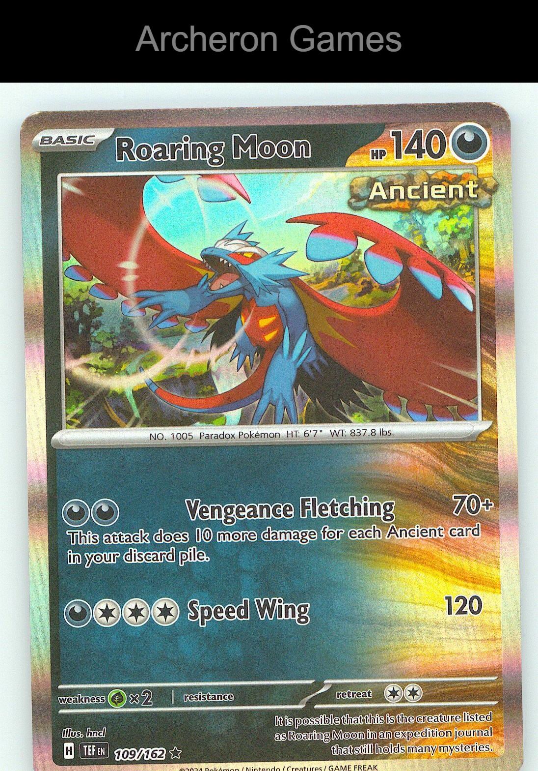 Pokemon Card Roaring Moon TEF 109/162 R Temporal Forces Holo
