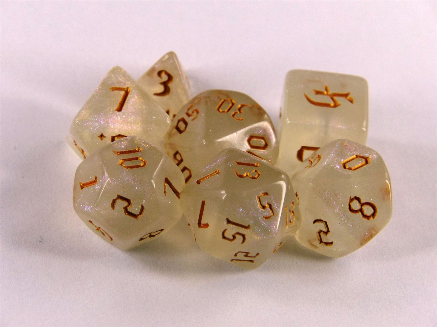 Pixie Dust White - DICE Set of 7 - Dnd D&D Dungeons Dragons #KI
